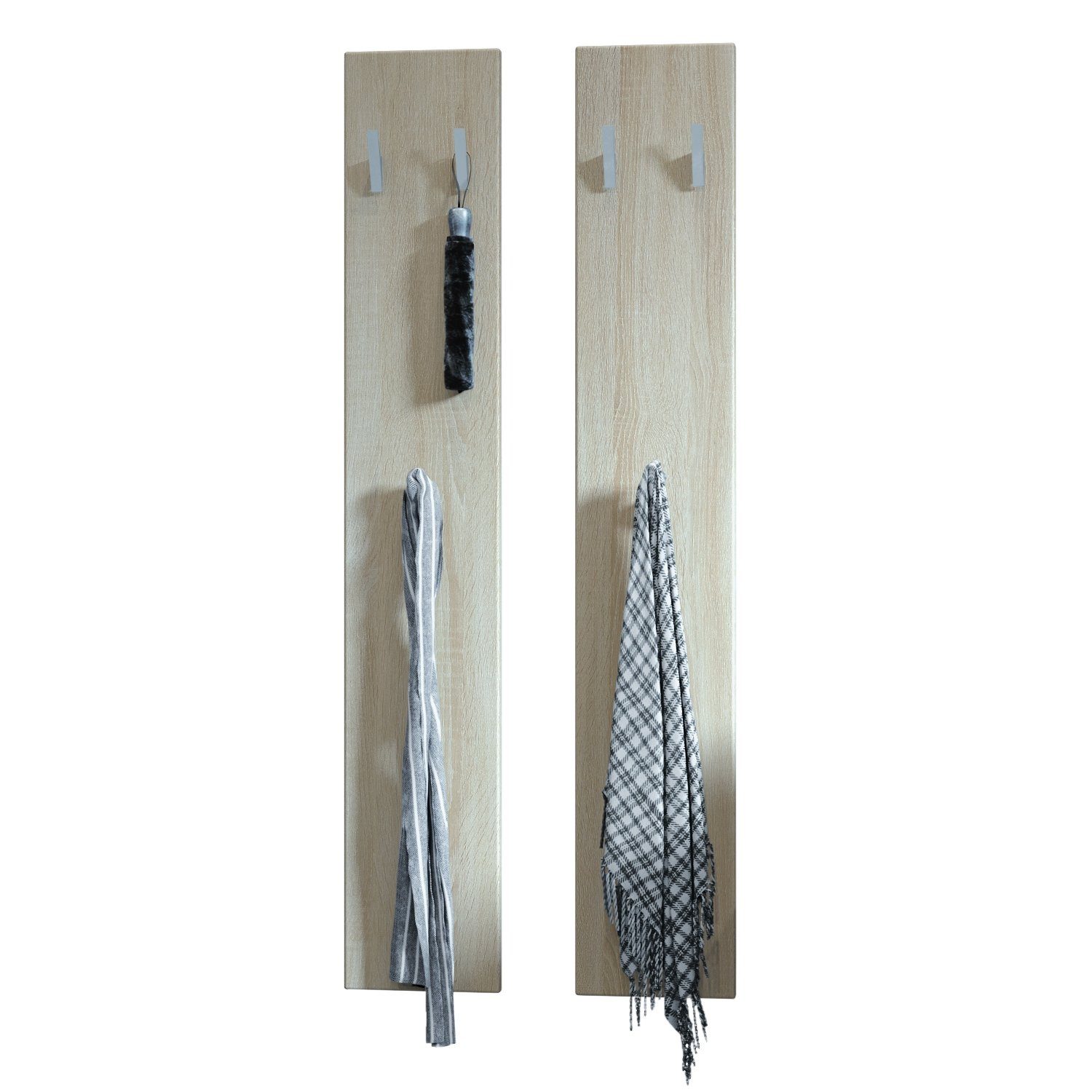 Vladon Garderobenpaneel Wandpaneel 140 (Garderobenpaneel, bestehend aus 2 Paneelen), Eiche sägerau (je 24 x 140 x 2 cm)