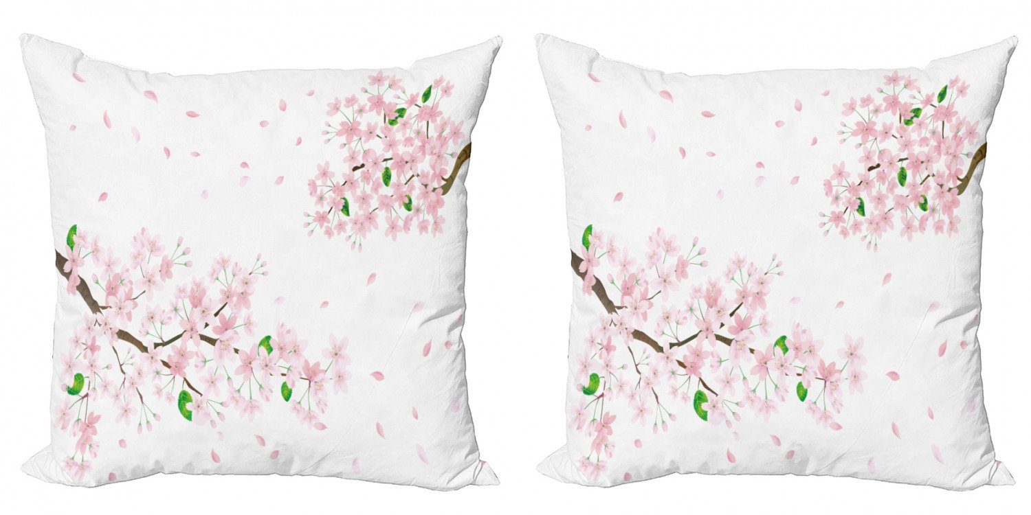 Kissenbezüge Modern Accent Doppelseitiger Digitaldruck, Abakuhaus (2 Stück), Blumen Weiche Sakura Blumen-Niederlassungen