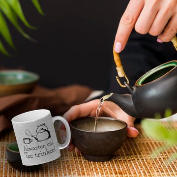speecheese Tasse Abwarten und Tee trinken Glitzer-Kaffeebecher