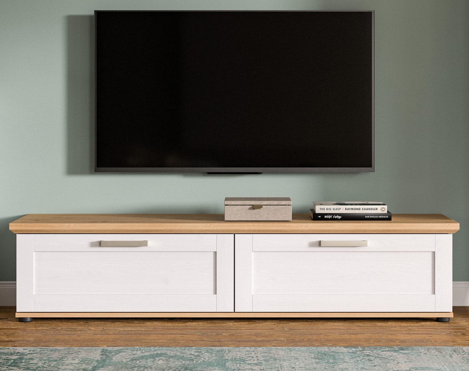 Inn.Furn Lowboard Mirano (TV Unterschrank in weiß Lärche Landhaus und Eiche günstig online kaufen