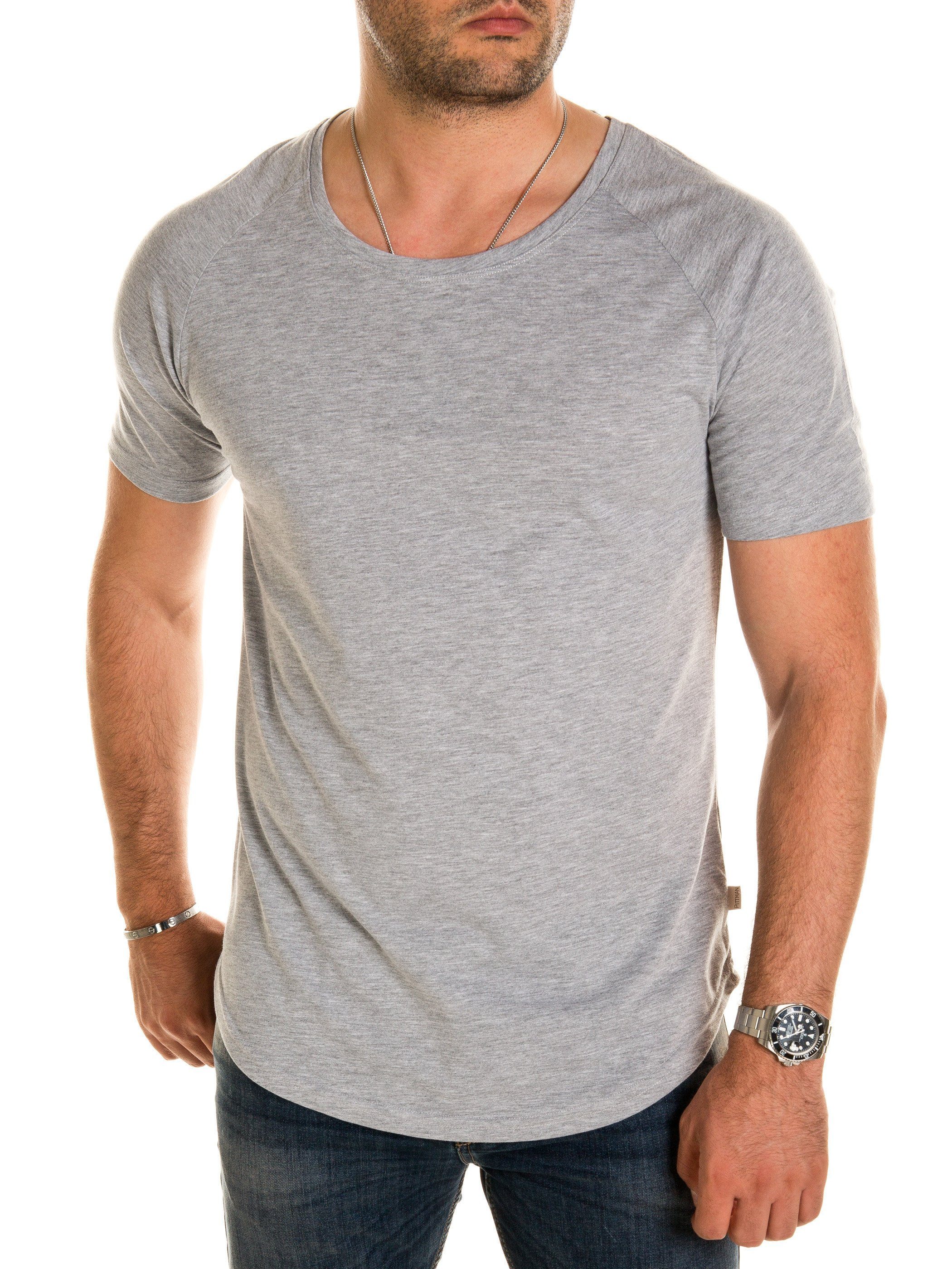 Pittman T-Shirt Pittman - gray dapple Crew Basic Tee Oversize Quin (1-tlg) (163907) Neck