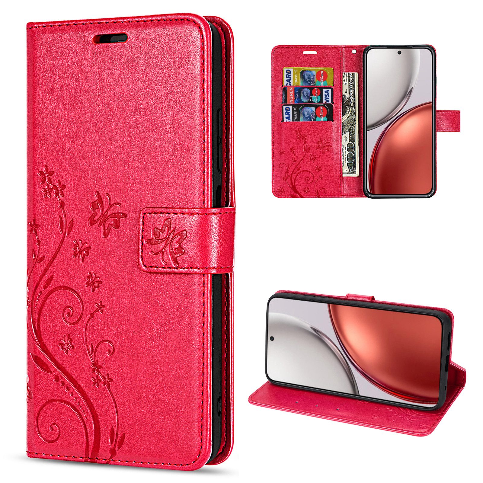 betterfon Handyhülle für Honor Magic 8 Lite Hülle Klapphülle Wallet Case Flip Cover Tasche, Klapptasche mit Magnetverschluss 3 Kartenfächer & Standfunktion