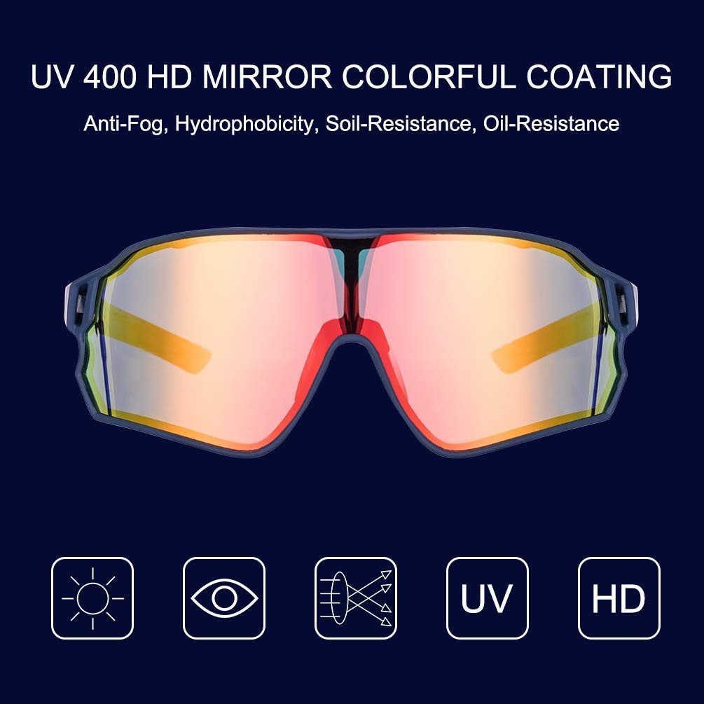 ROCKBROS Fahrradbrille Polarisierte Sonnenbrille Sportbrille, Radbrille mit UV400 TR90-Rahmen, Polarisierte Gläser