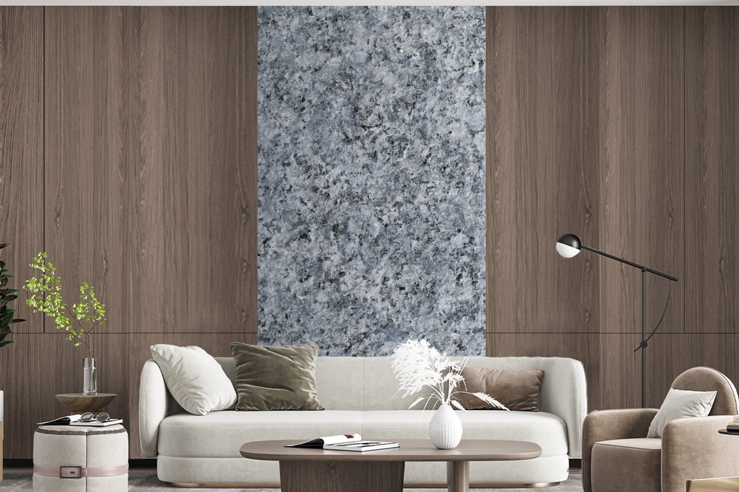 Schlafzimmer Granit Design Grau, für Vliestapete bedruckt, Stein - Wohnzimmer - Muster MuchoWow - Matt, Fototapete Küche, St), - Fototapete (2