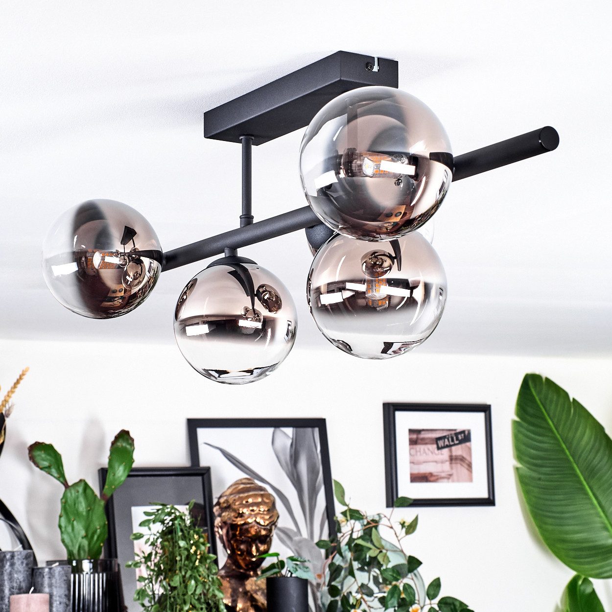 hofstein Deckenleuchte Deckenlampe aus Metall/Glas in günstig online kaufen