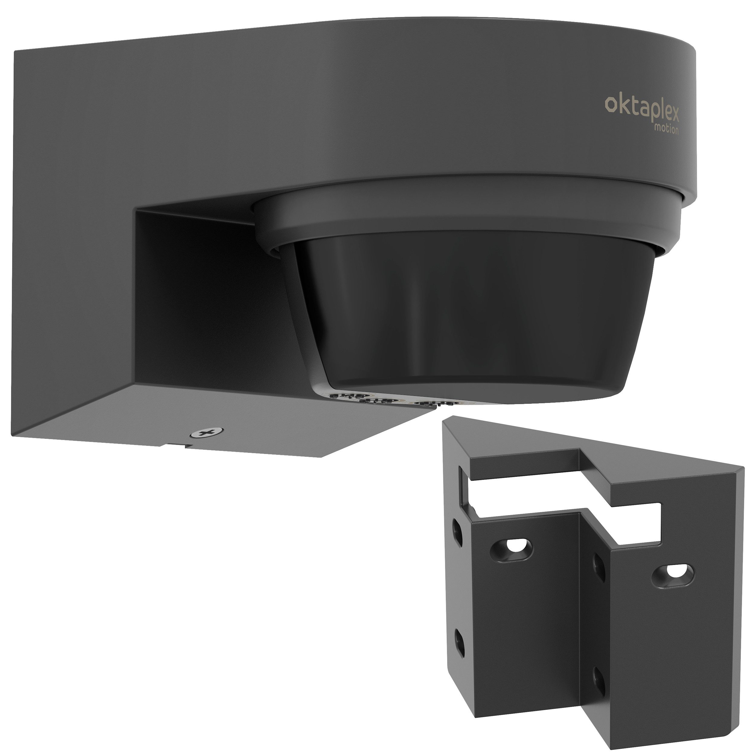 Oktaplex lighting Bewegungsmelder Eva Bewegungsmelder Aussen IP65 240 Grad 12 m, Infrarot Sensor inkl. Eckhalterung Aufputz anthrazit