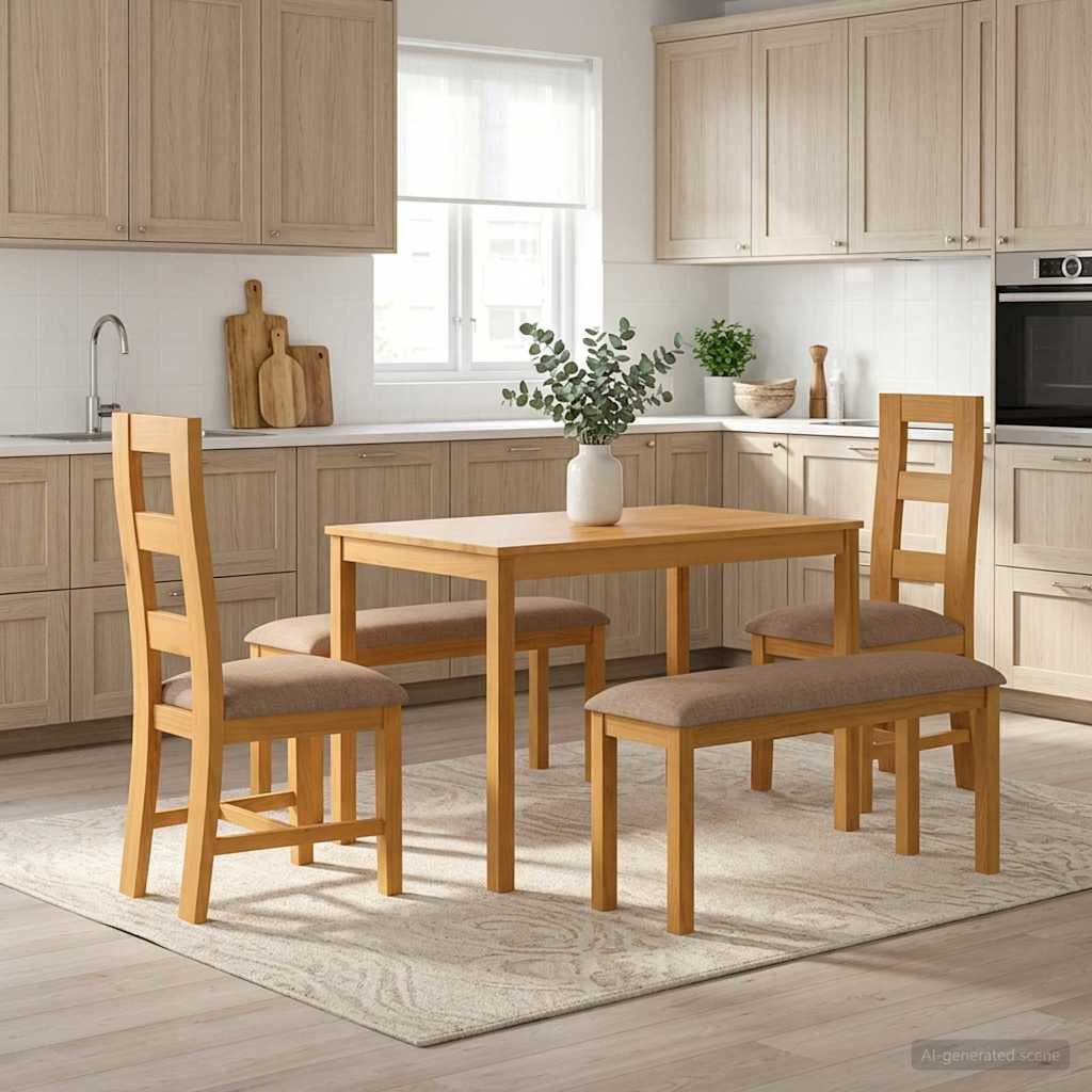 vidaXL Gartenlounge-Set Essgruppe 5 stk. Grau Massivholz Eiche, (5-tlg)
