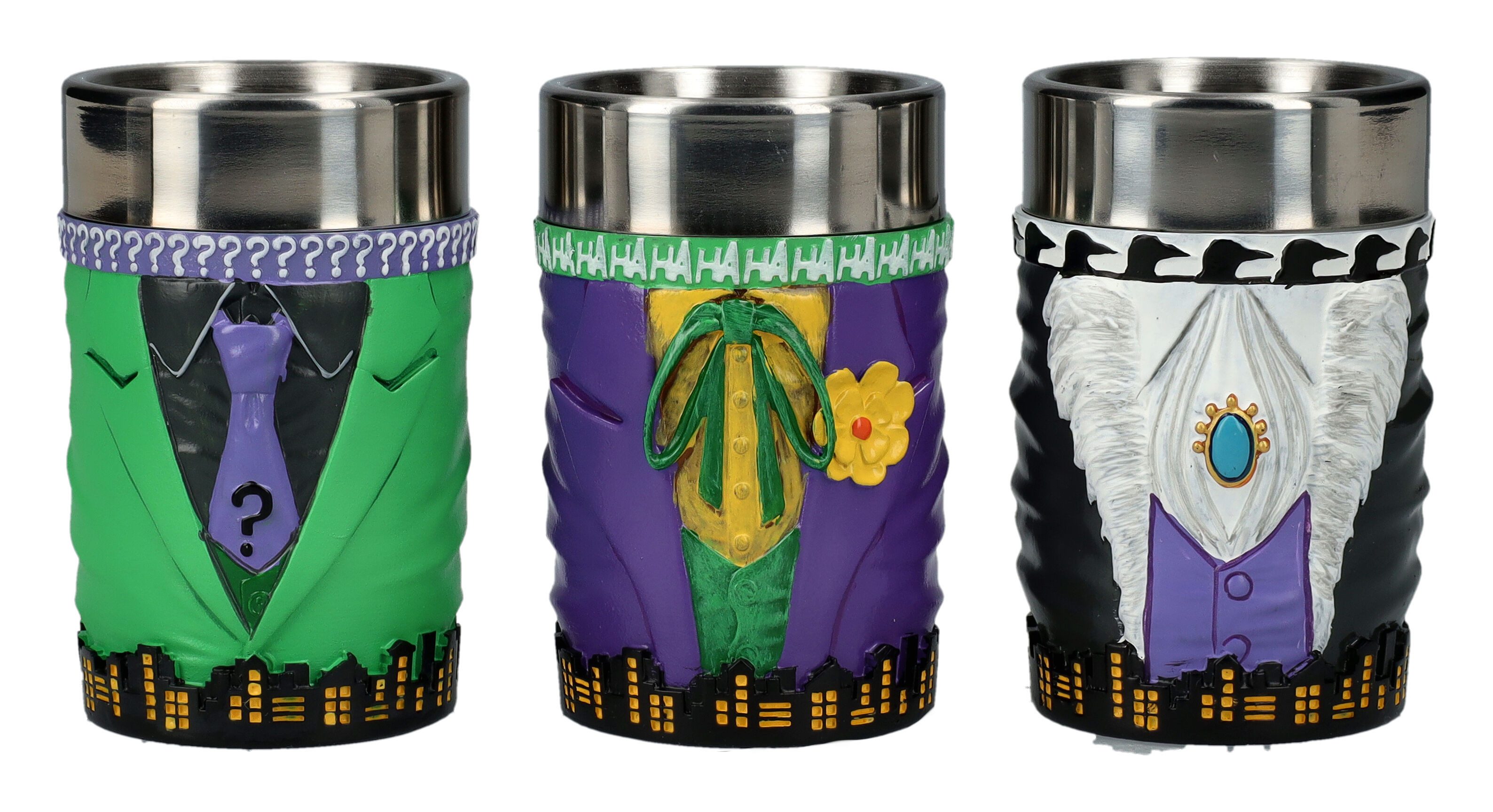 Figuren Shop GmbH Becher Schnapsbecher DC Batman - Super-Schurken - Merchandise Schnapsglas, Kunststein (Polyresin), Edelstahl
