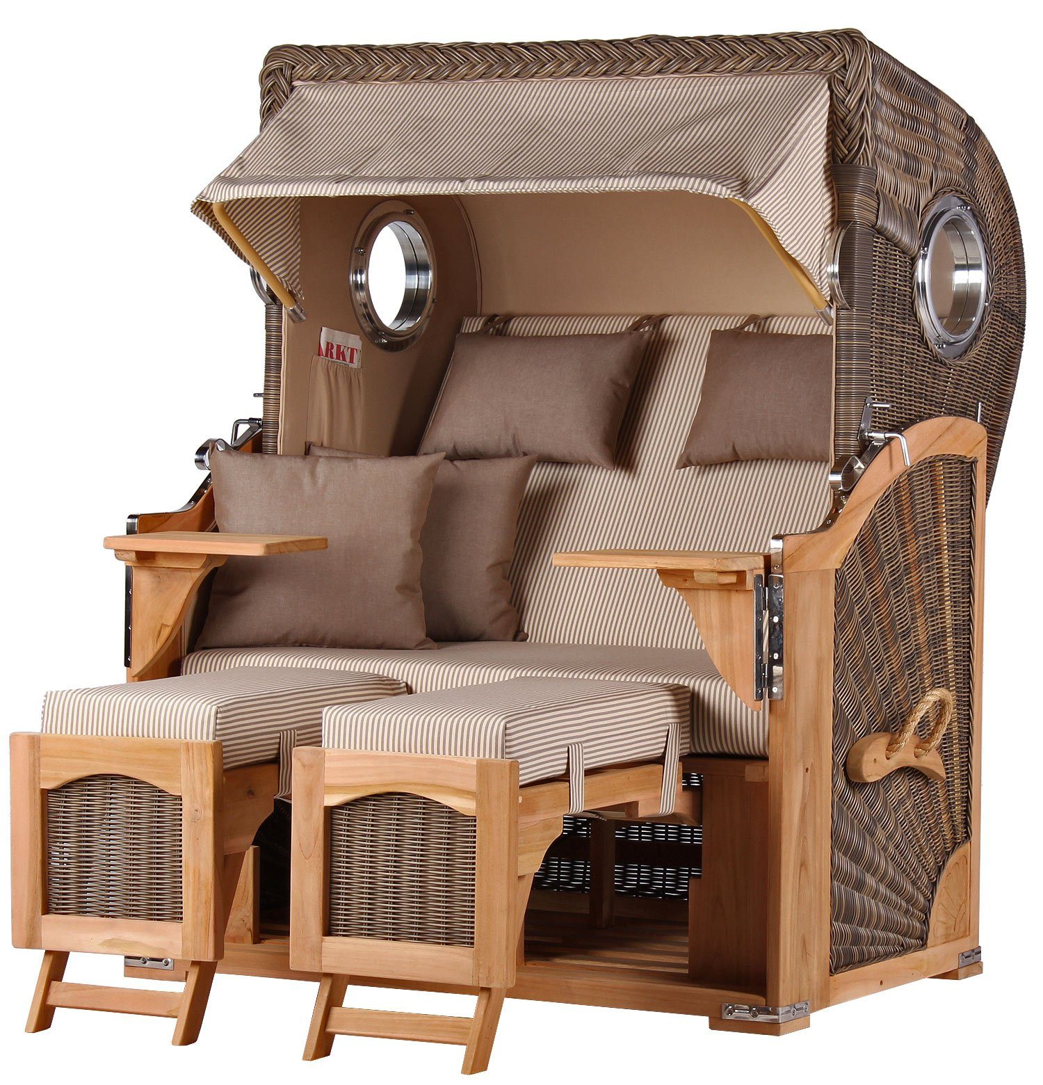 bene living Strandkorb »Ammersee Teak Bullauge PE grau Modell 510