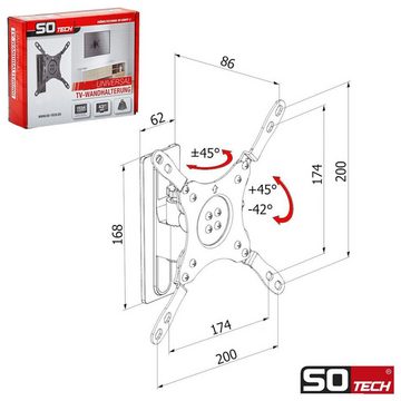 SO-TECH® drehbare neigbare TV Halterung für 13-43 Zoll Bildschirmdiagonale TV-Wandhalterung, (ideal für Caravan und Wohnmobil, inkl. Befestigungsmaterial)