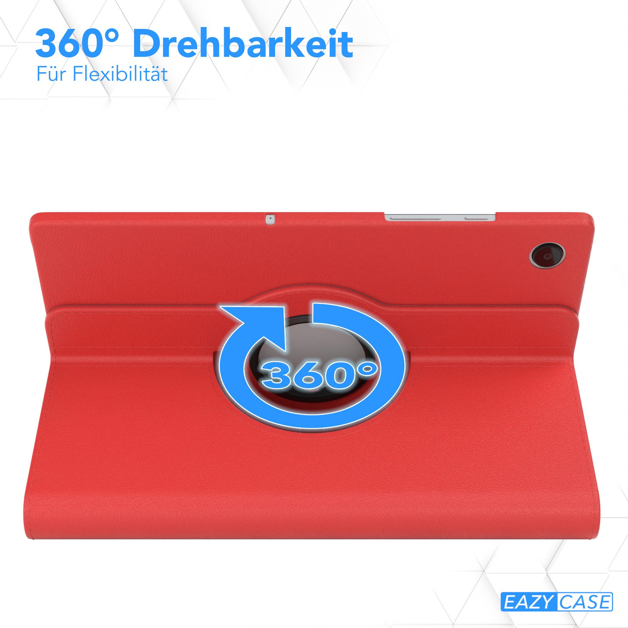 EAZY CASE Tablet-Hülle Rotation Case für Samsung Galaxy Tab A8 10.5 LTE 10,5 Zoll, Tabletcase Flipcover Smart kratzfest Hülle aufstellbar drehend Rot