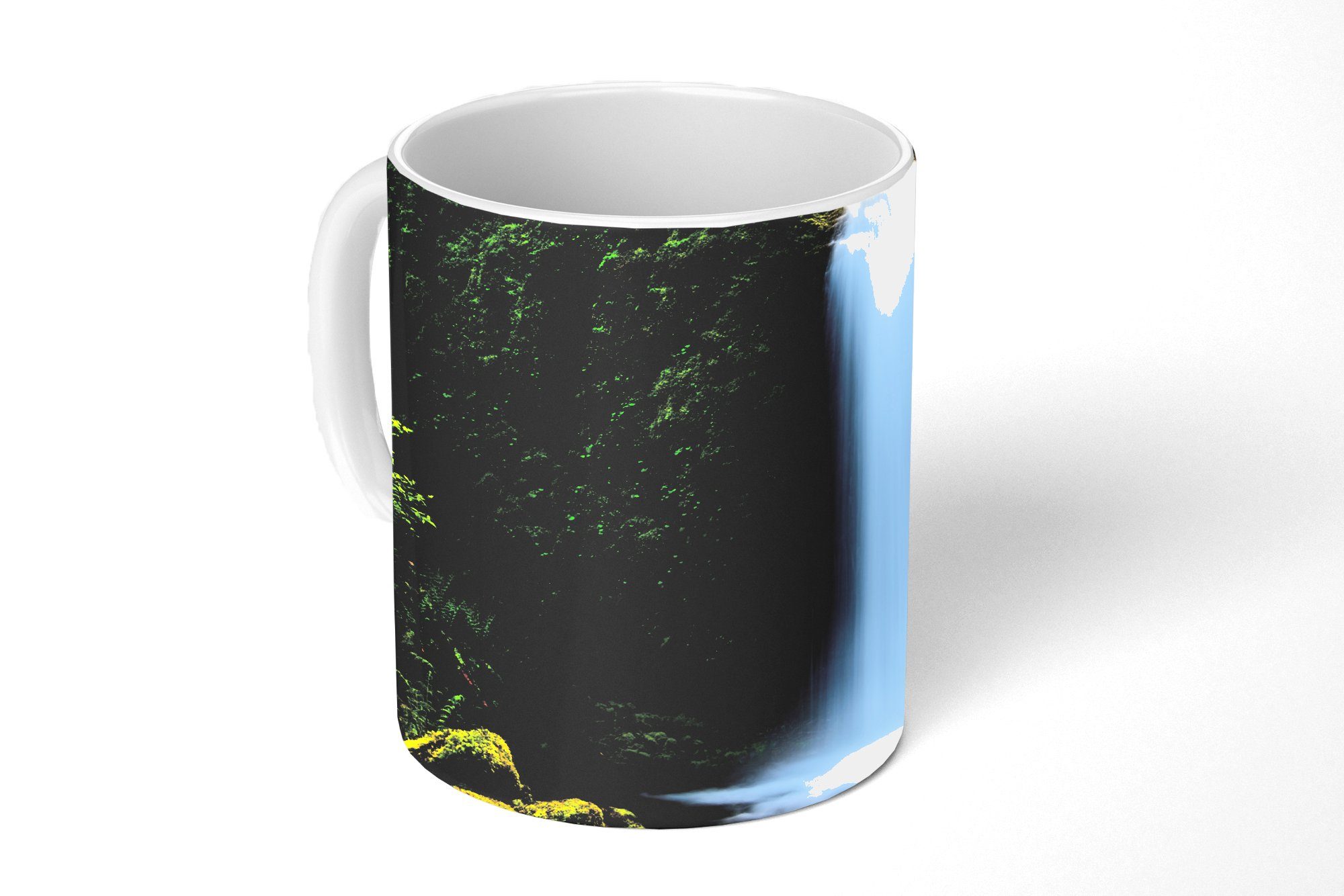 MuchoWow Tasse Dschungel - Wasserfall - Natur, Keramik, Kaffeetassen, Teetasse, Becher, Teetasse, Geschenk