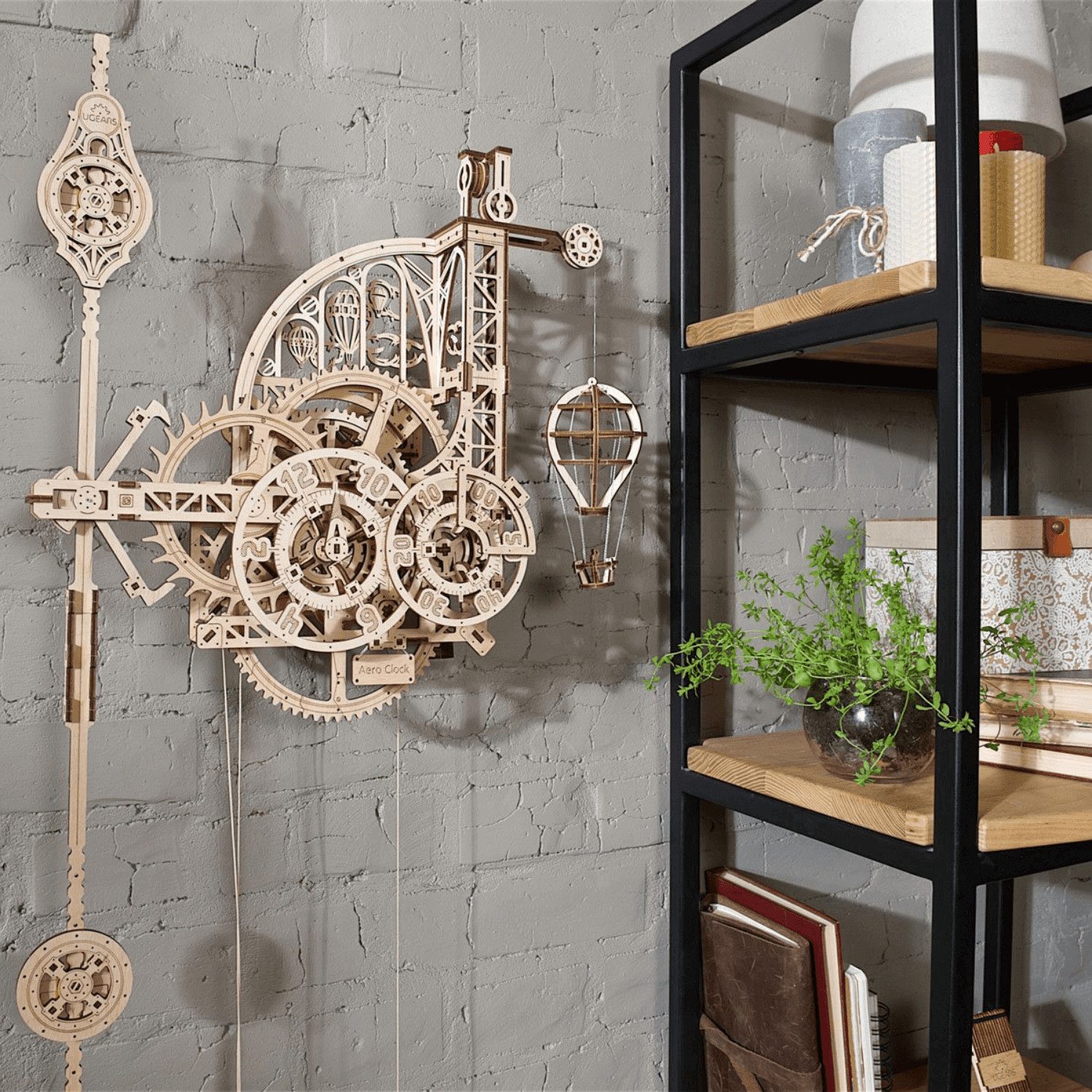 UGEARS Modellbausatz Ugears Aero Wanduhr mit Pendel Mechanisches Holzpuzzle günstig online kaufen