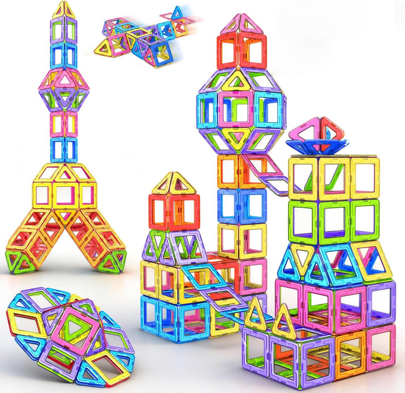 ibettertec magnetische Bausteine, Lern- & Steckspiel, Kreativspielzeug für Kinder Magnetspielbausteine, (Set, 120 St., Magnetspielzeug Magnet Bausteine für Kinder, 1 St), Magnetische Bausteine ab 3-7 Jahren für Jungen und Mädchen