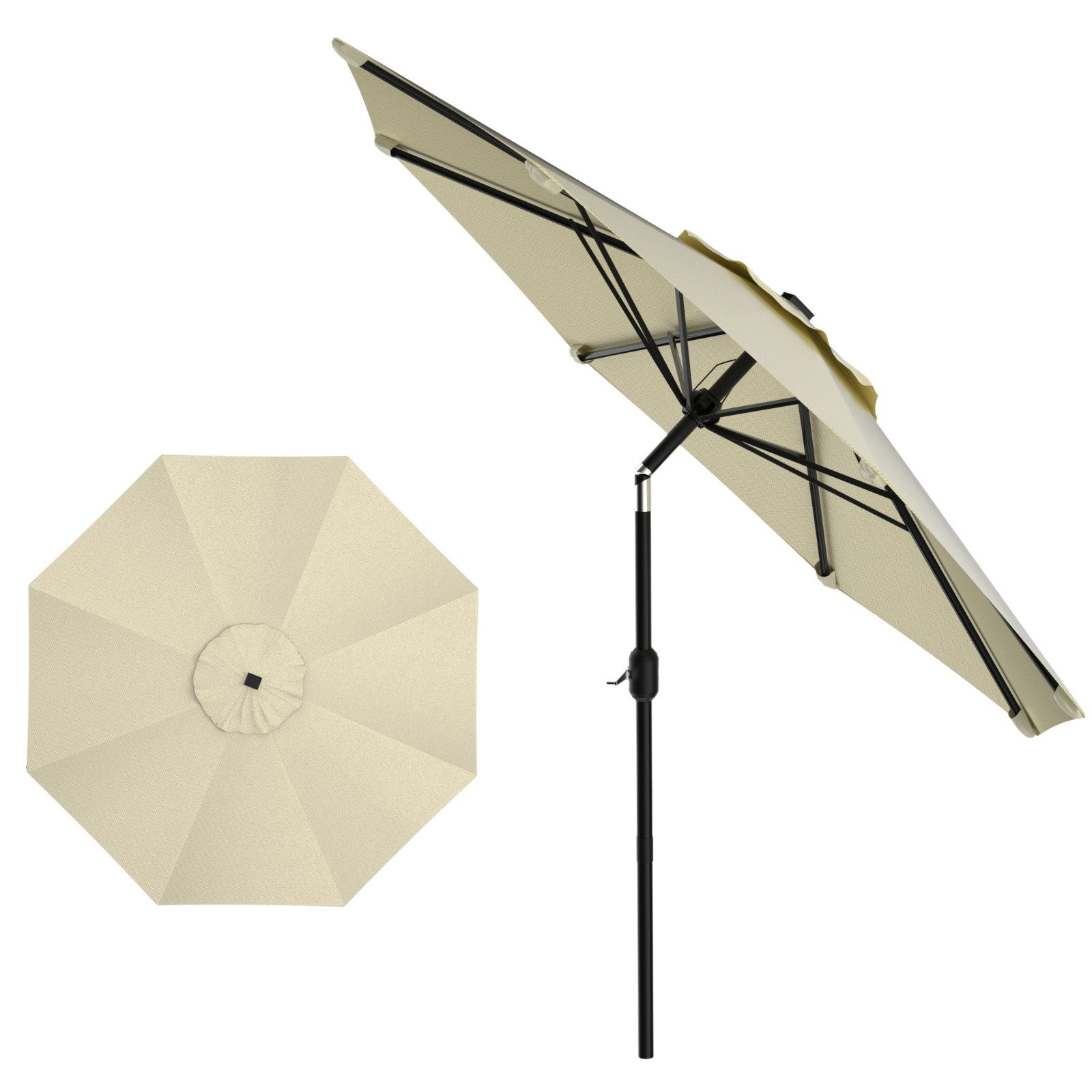 Ferghana Sonnenschirm Sonnenschirm mit Kurbel, Balkonschirm Rund, UV-Schutz UPF 50+ Wasserdicht Windfest