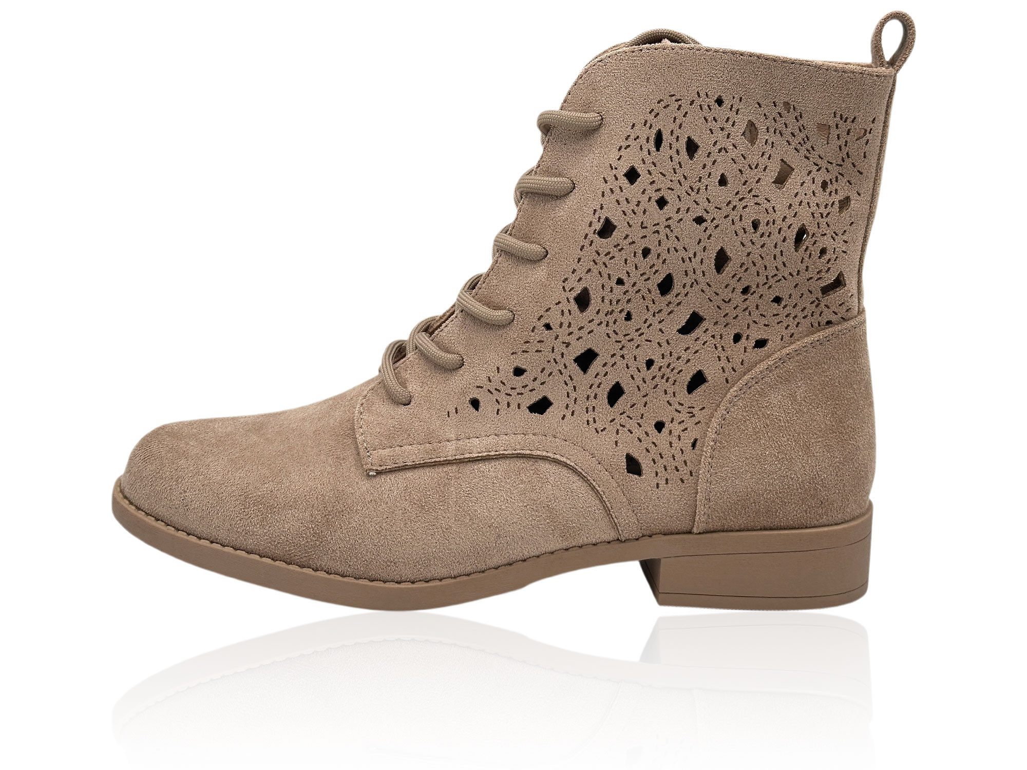 Nowaland Damen Schnür Stiefelette mit Reißverschluss Stiefelette Moderne Western-Stiefelette mit dekorativer Schnürung