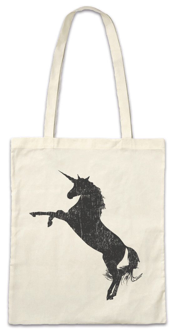 Urban Backwoods Beuteltasche Unicorn Silhouette Stofftasche Einhorn Einhörner Toon Cartoon Comic (1-tlg), Look Farben Party Disko