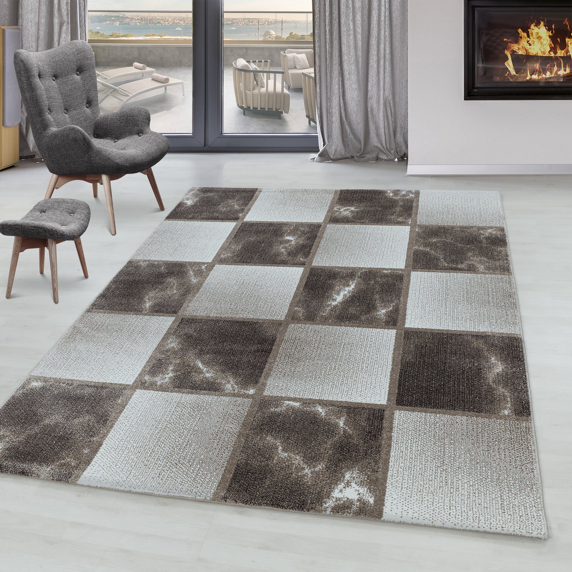 SIMPEX24 Teppich Kariert Design, Läufer, Höhe: günstig online kaufen