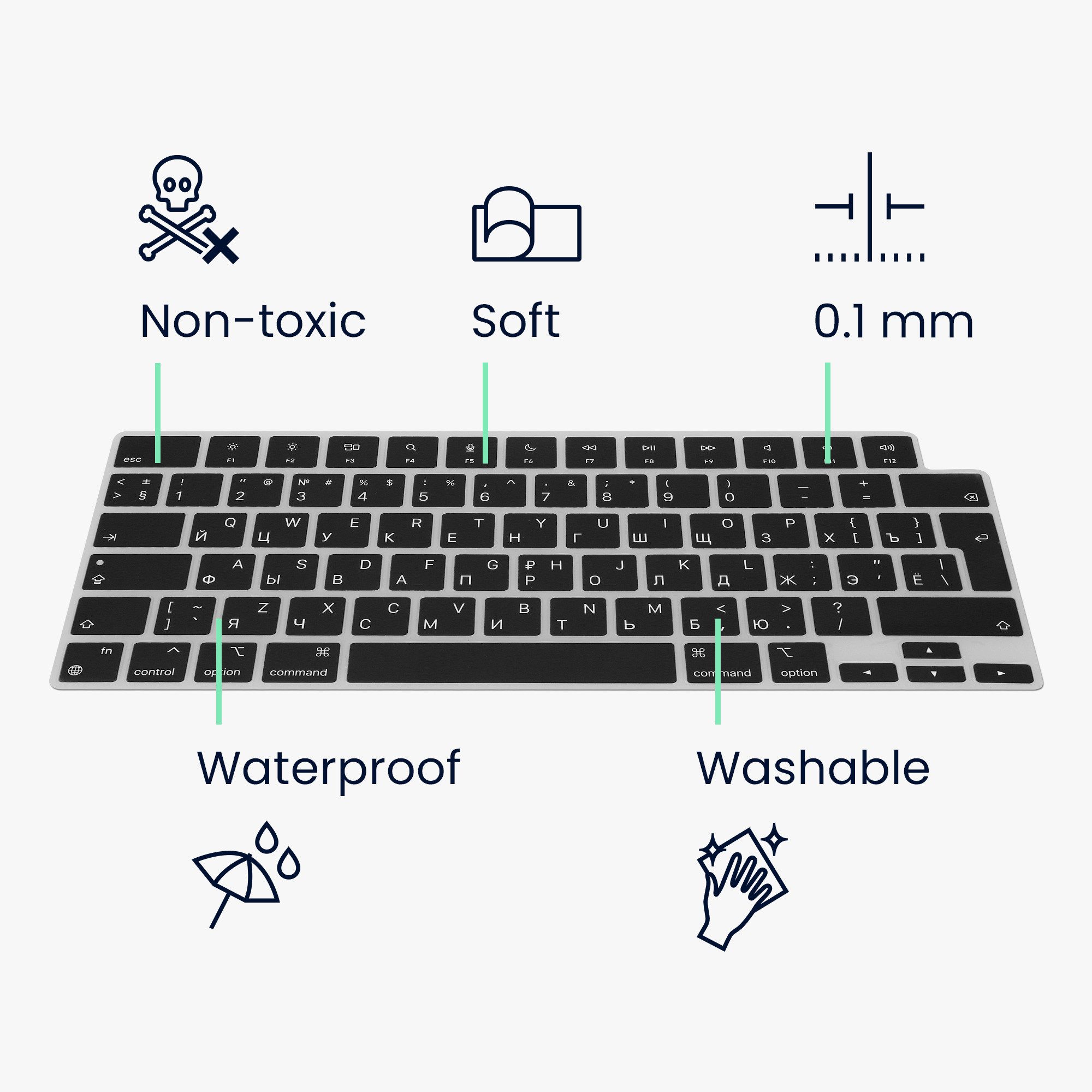kwmobile Etui Silikon Tastaturschutz für Apple MacBook Pro 14" (2023) M2 A2779 / M3, QWERTY US Keyboard Cover Abdeckung - Schwarz
