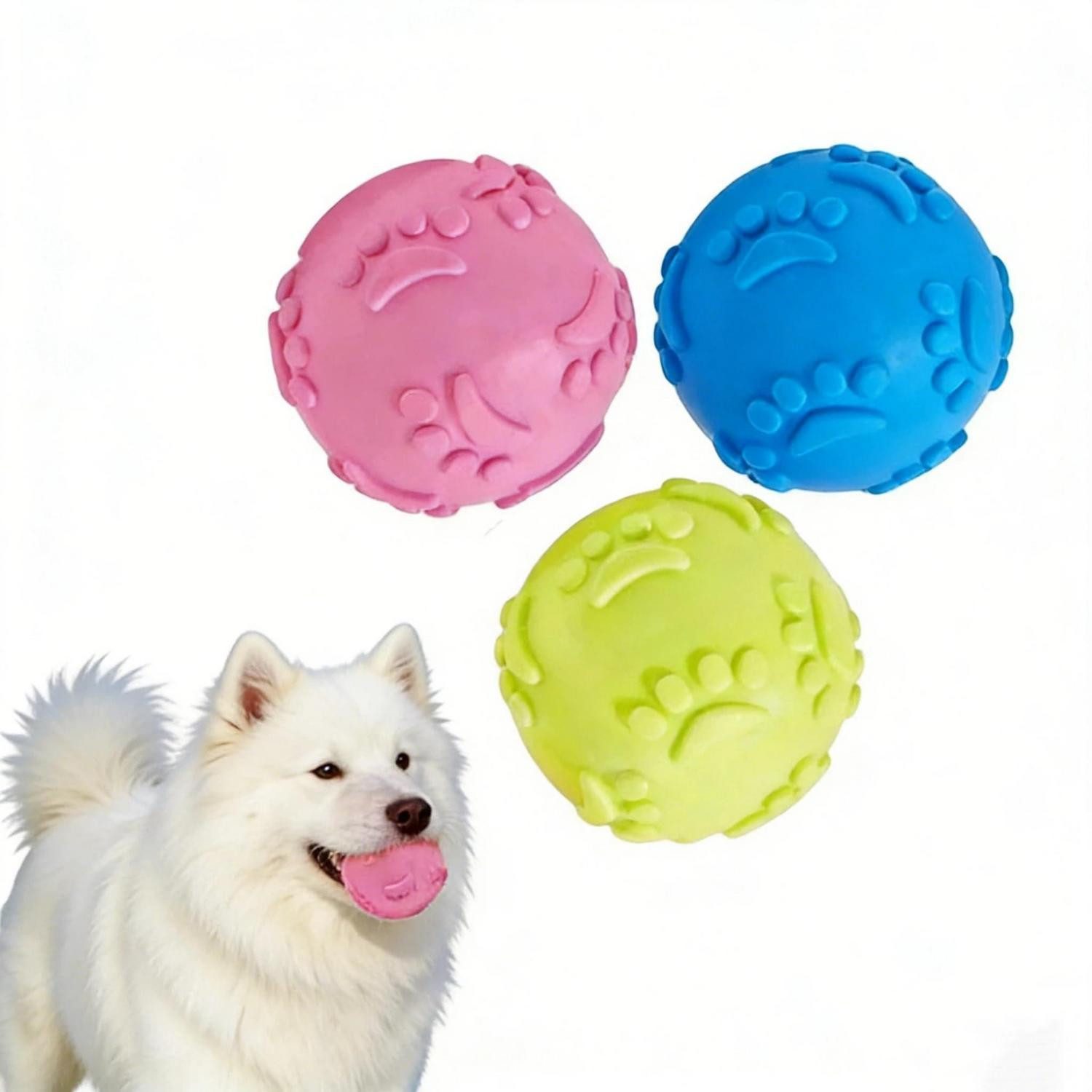 LuxusKollektion Kauball Hundespielzeug Ball Set (3 Stk) 6cm Quietsch TPR