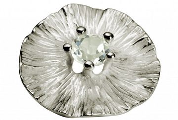 SILBERMOOS Kette und Anhänger Set Lotusblatt-Anhänger "Weißer Topas", 925 Sterling Silber