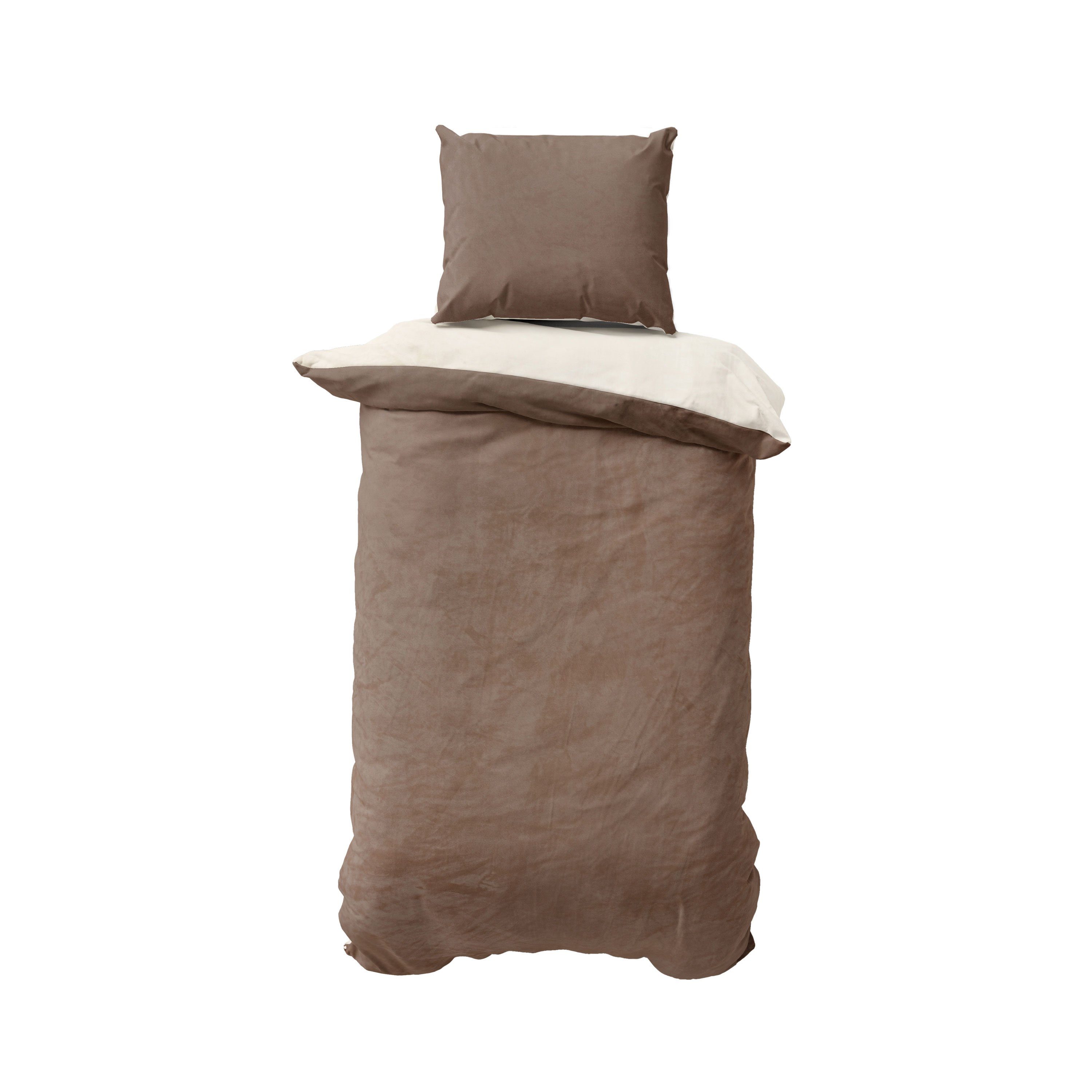 Müskaan Bettwäsche Wende Nicky Plüsch Winter Bettbezug Set Cashmere Touch Coral Fleece, Fleece, 2 teilig, warmer Bezug mit YKK Reißverschluss und Kissenbezug