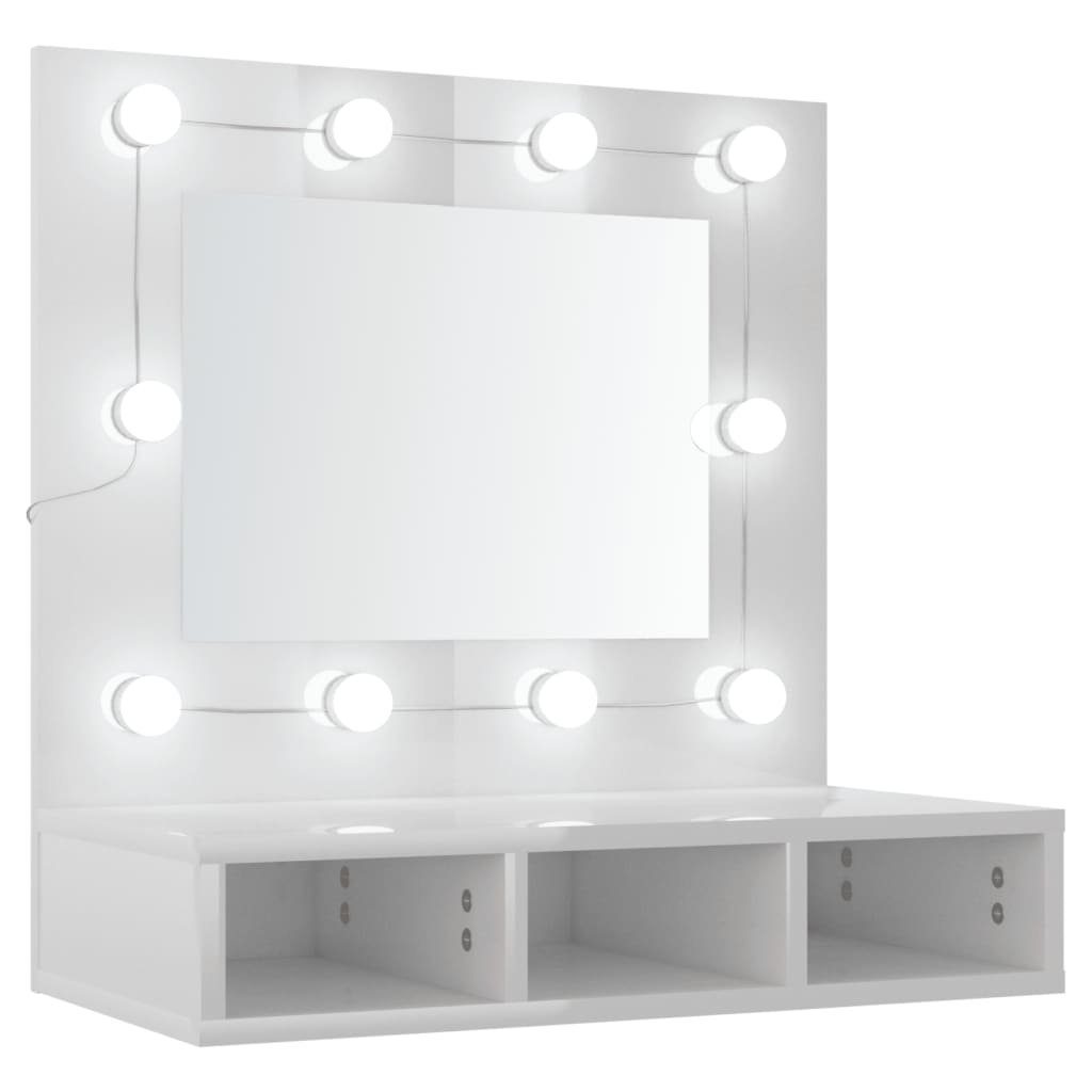 vidaXL Badezimmerspiegelschrank Spiegelschrank Hochglanz-Weiß cm 60x31,5x62 LED (1-St) mit