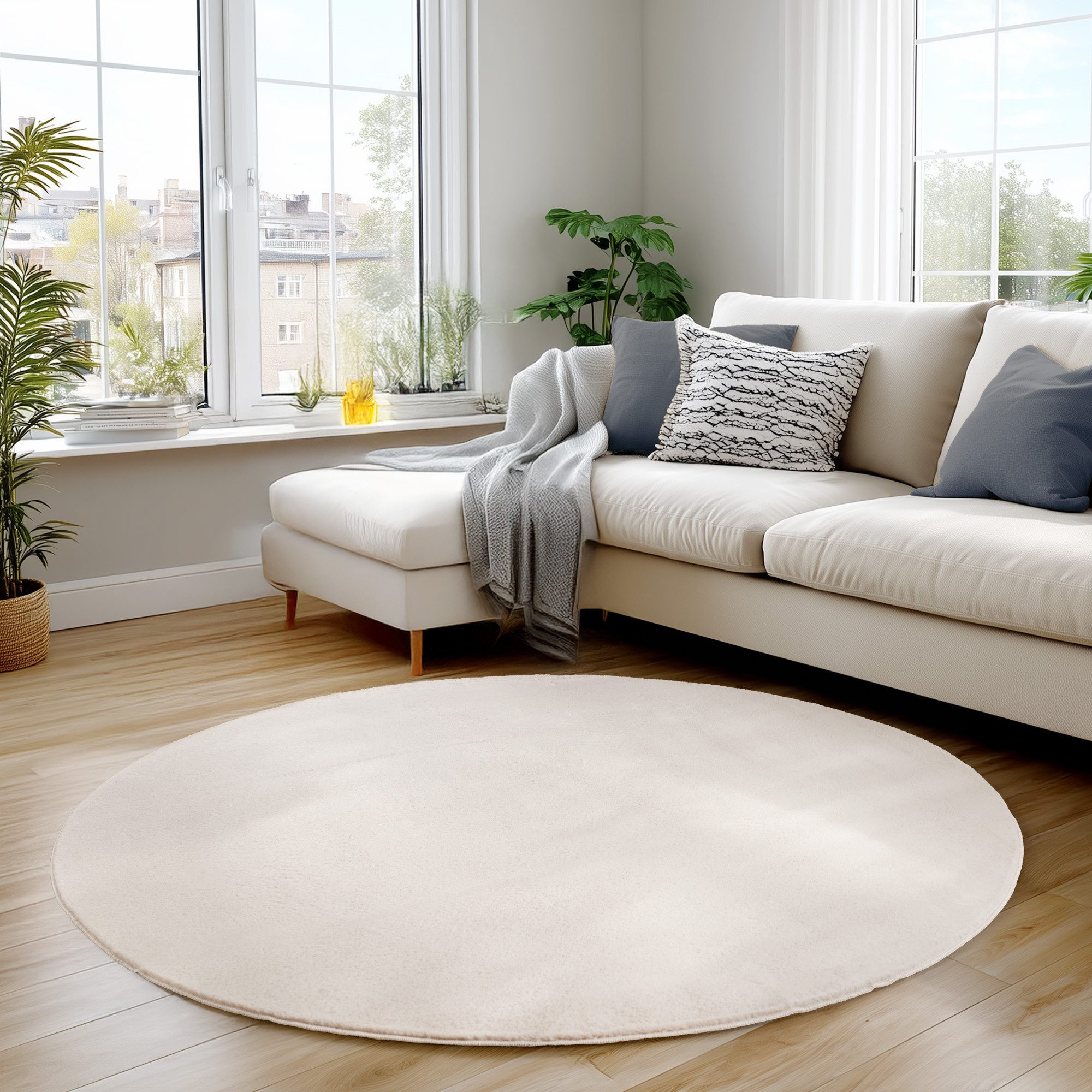 Carpettex Veloursteppich Unicolor - Einfarbig, Rund, Höhe: 11 mm, Perfekt g günstig online kaufen