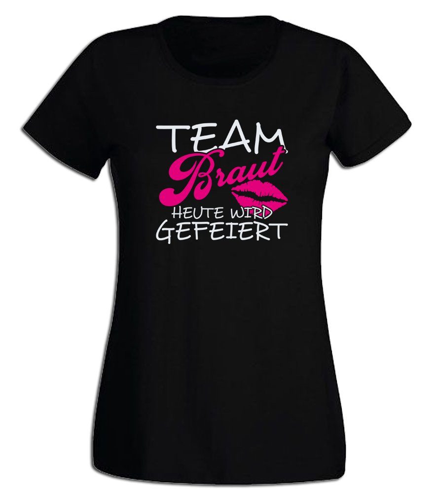 G-graphics T-Shirt Damen T-Shirt - Team Braut – Heute wird gefeiert JGA-Shirt, Junggesellinnen-Abschied, Poltershirts, mit Frontprint / Aufdruck auf der Vorderseite, Bachelorette, Slim-fit, für Begleiterin / Begleitung