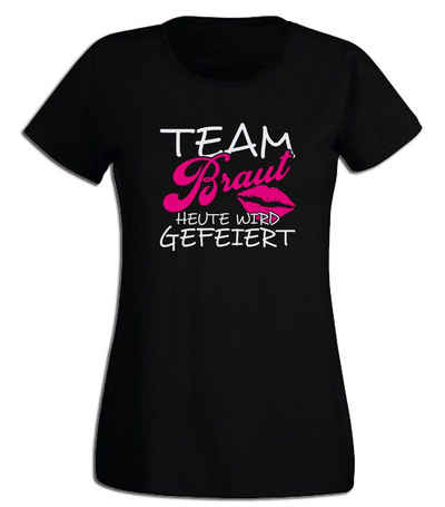 G-graphics T-Shirt Damen T-Shirt - Team Braut – Heute wird gefeiert JGA-Shirt • Junggesellinnen-Abschied • Poltershirts • mit Frontprint / Aufdruck auf der Vorderseite • Bachelorette • für Begleiterin / Begleitung