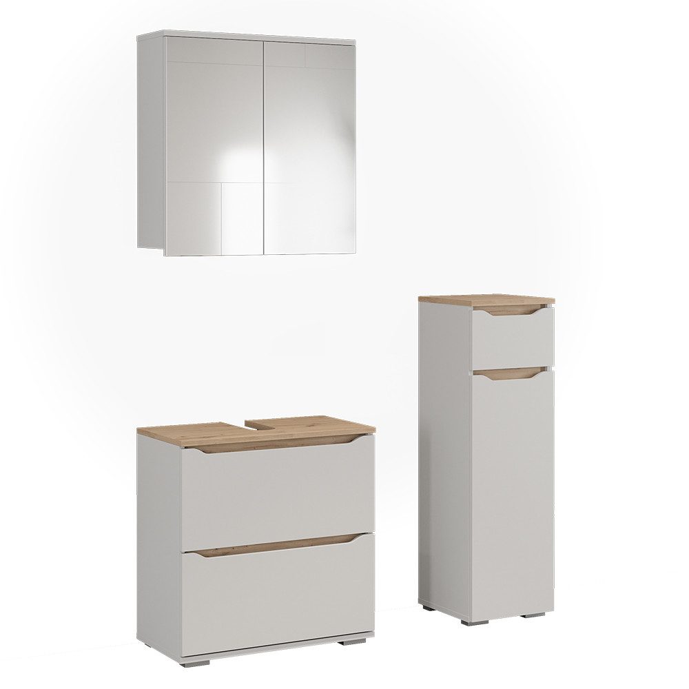 Vicco Badmöbel-Set Ruben, Weiß/Artisan-Eiche, 3-teiliges Set, (3-St., 3er Set)