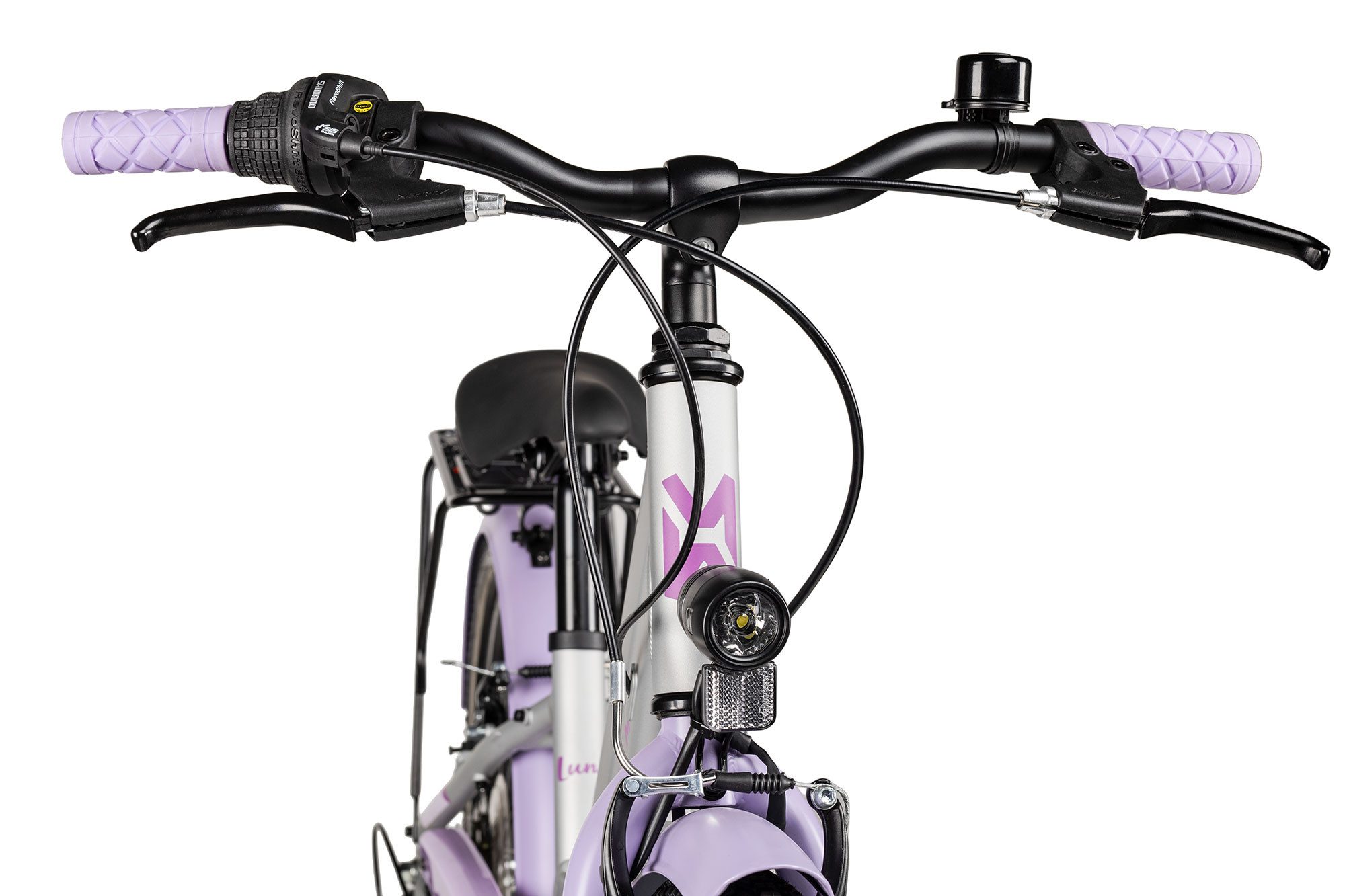 Maxim Kinderfahrrad Luna 20-7, 7 Gang Shimano Tourney RD-TY300 Schaltwerk, Kettenschaltung, leichter Aluminiumrahmen violett/rosa