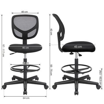 SONGMICS Bürostuhl, ergonomischer Arbeitshocker, Sitzhöhe 55-75 cm