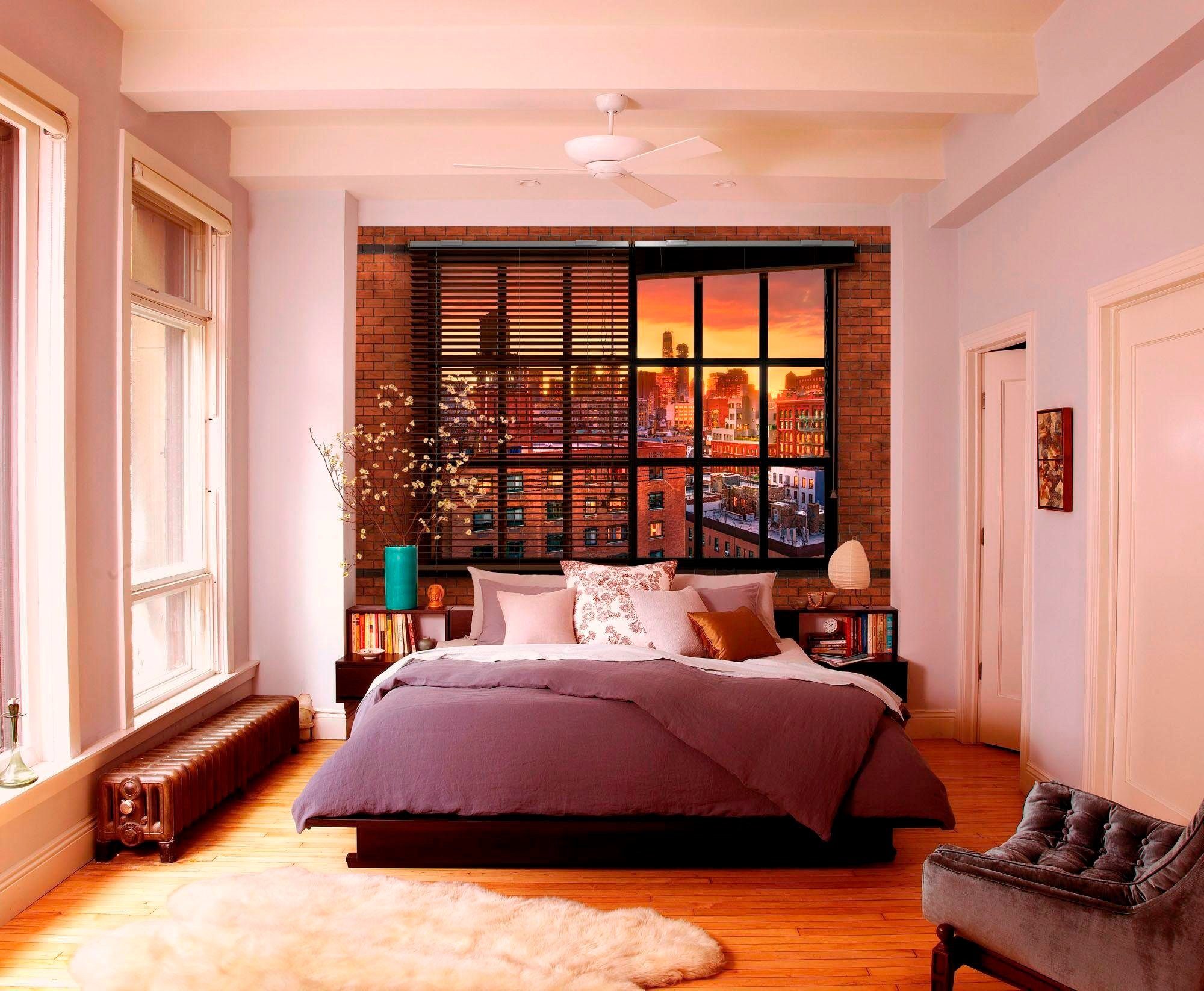 Komar Fototapete Brooklyn Brick - Größe 368 x 254 cm, glatt, bedruckt, Wohnzimmer, Schlafzimmer