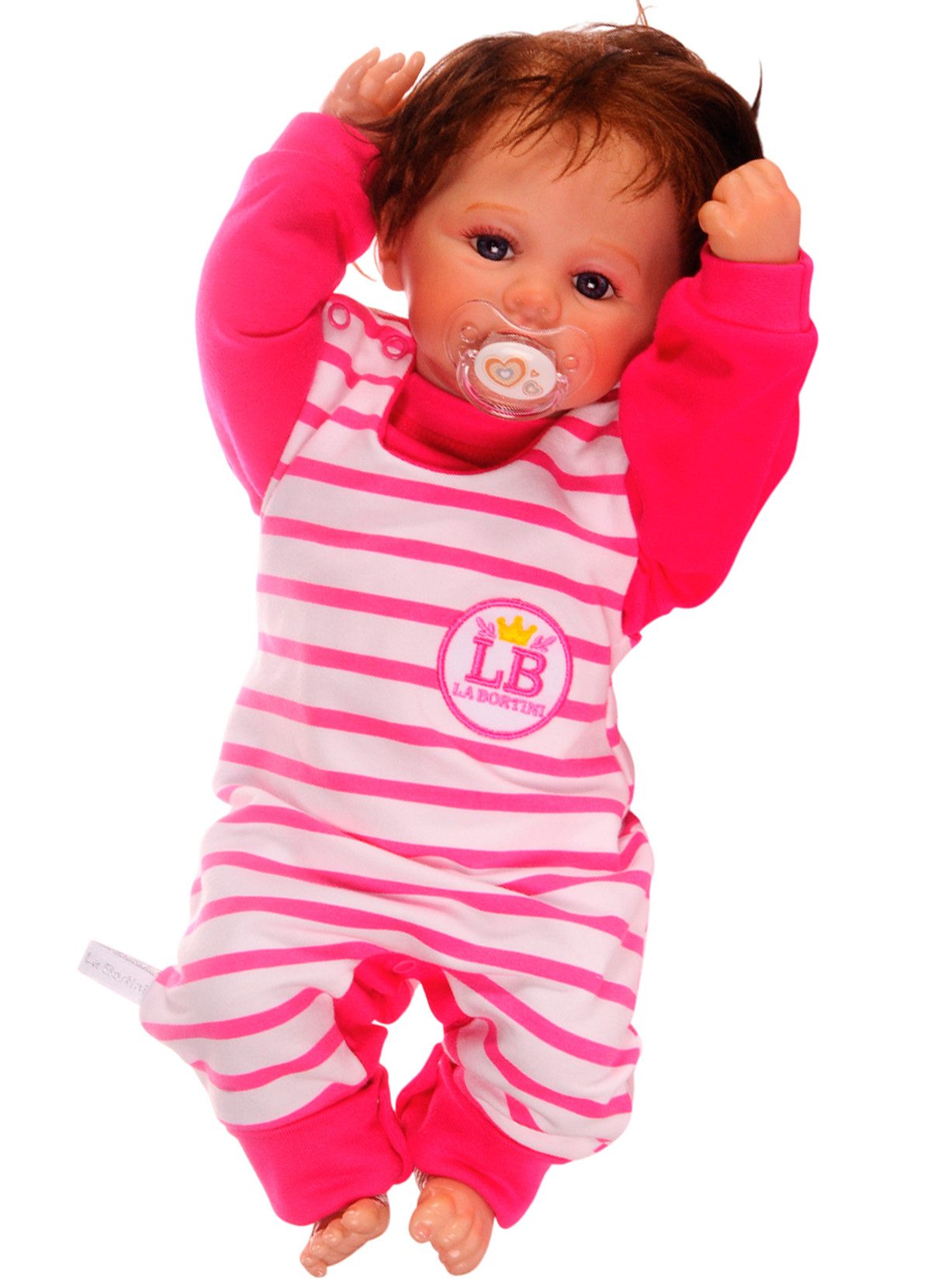 La Bortini Strampler Baby Anzug Erstlingsset Latzhose Langarmshirt in pink (für Mädchen, Erstlingsausstattung 2-teilig, Stramplerhose und Shirt langarm) für Neugeborene, 44 50 56 62 68 74 80