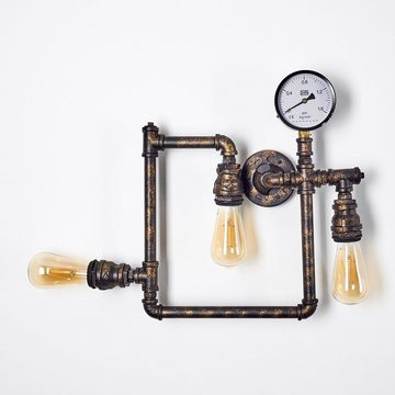 hofstein Wandleuchte »Sabbia« moderne Wandlampe aus Metall Schwarz/Gold, ohne Leuchtmittel, 3xE27, Wandspot im Retro/Vintage Design m. dekorativer Anzeige