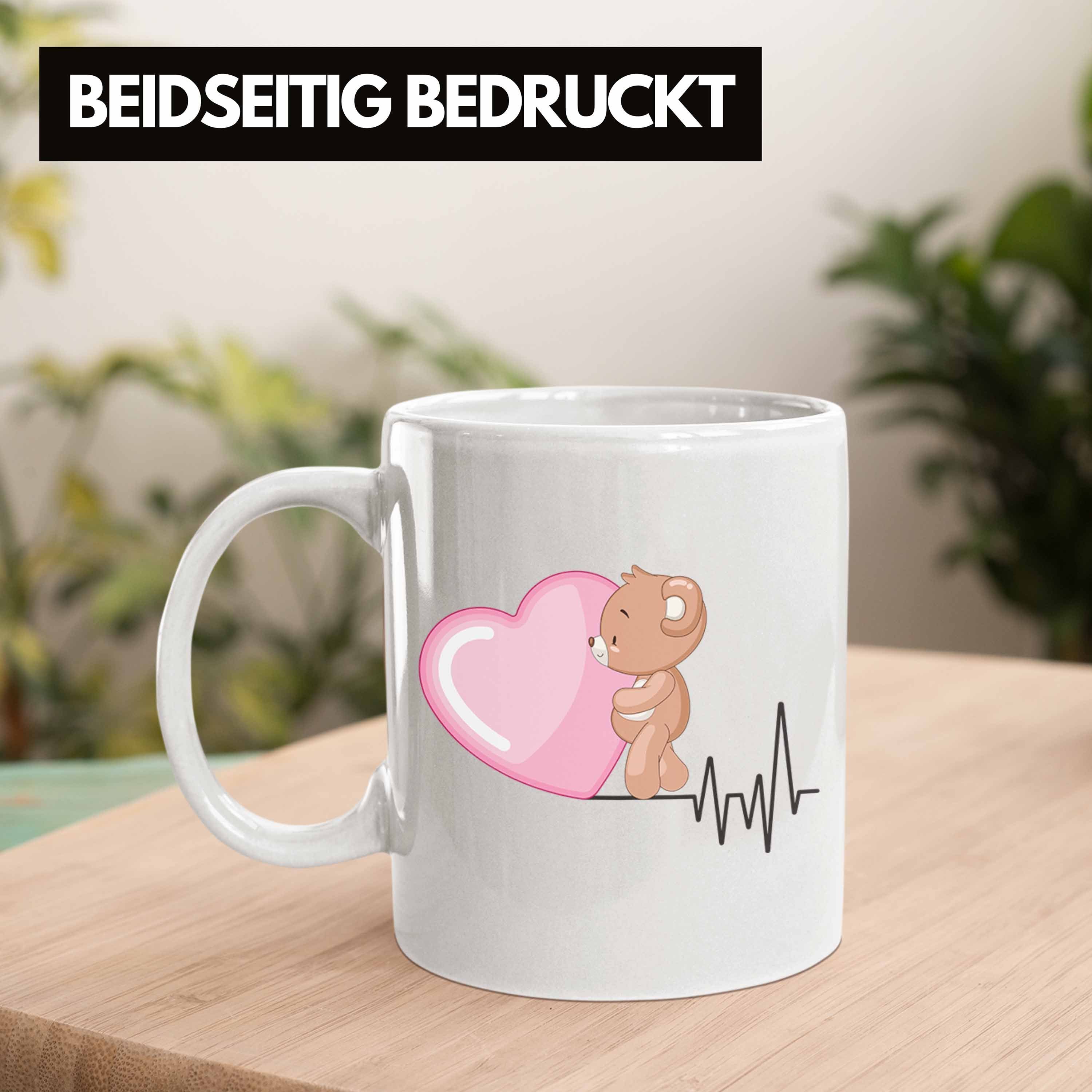 Weiss Tasse für Herzschlag Bär Hobby Bären - Fans Gesche Trendation Geschenk Tasse Trendation