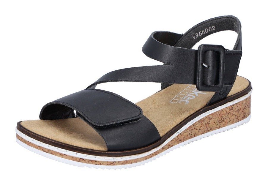 Rieker Riemchensandale, Sommerschuh, Sandalette, Keilabsatz, mit asymmetrischem Riemchen