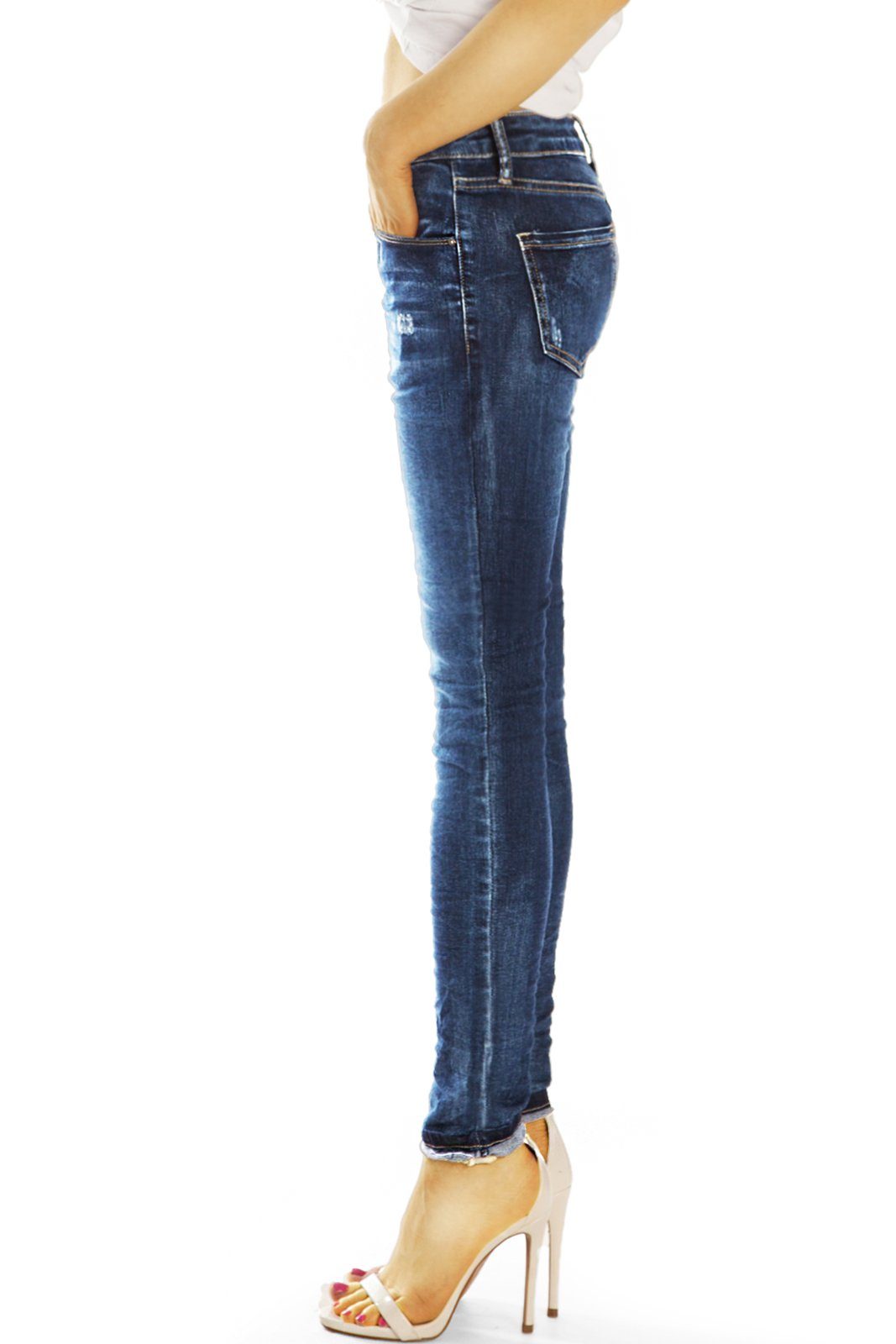 Damen 5 Low-rise-Jeans - mit low j55L Röhrenjeans Anteil, Style - dunkelblau styled be Stretch Skinny / in Fit waist medium Hosen Stretch Pocket