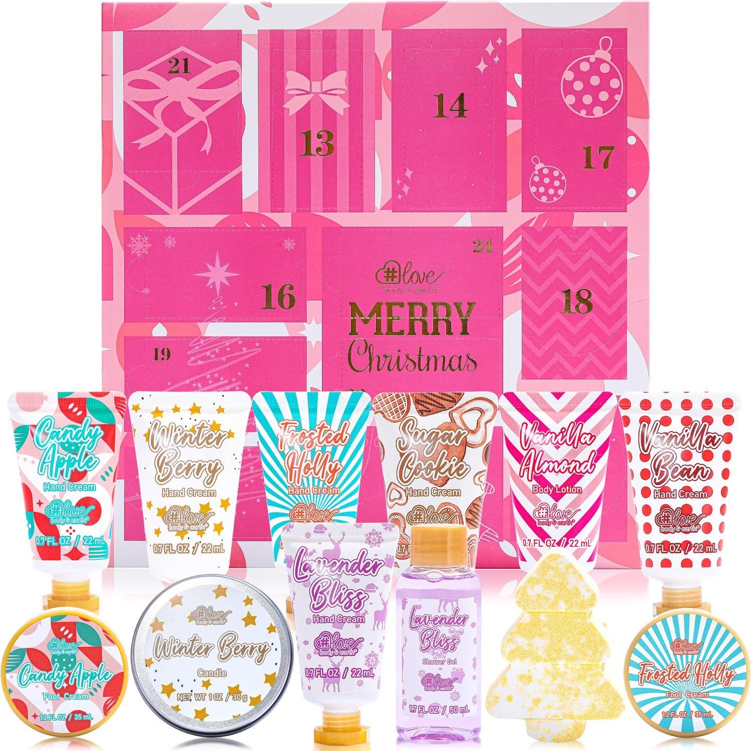 LOVE & mit # Box Cream Frauen,12pc Adventskalender, Handcreme EARTH Hand Weihnachtsgeschenke für BODY