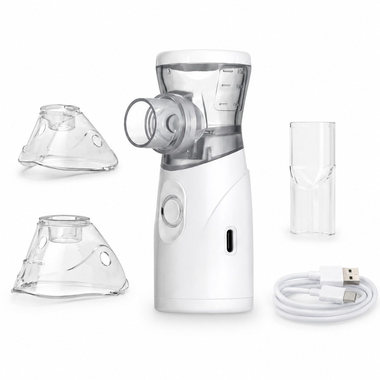 Tekoo Inhalationsgerät Inhalationsgerät Mesh-Vernebler tragbar Kinder & Erwachsene USB, Mehrteilig, 8-teiliges Set inkl. Masken und Zubehör, Flüsterleise unter 45dB, mikrofeine Vernebelung (1-5µm)
