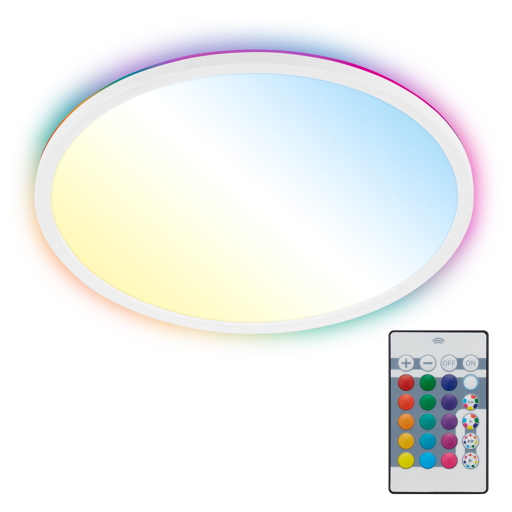 Briloner Leuchten LED Panel flach dimmbar Fernbedienung CCT RGB Backlight, LED fest integriert, 2700 - Extra-Warmweiß, 18W/22W