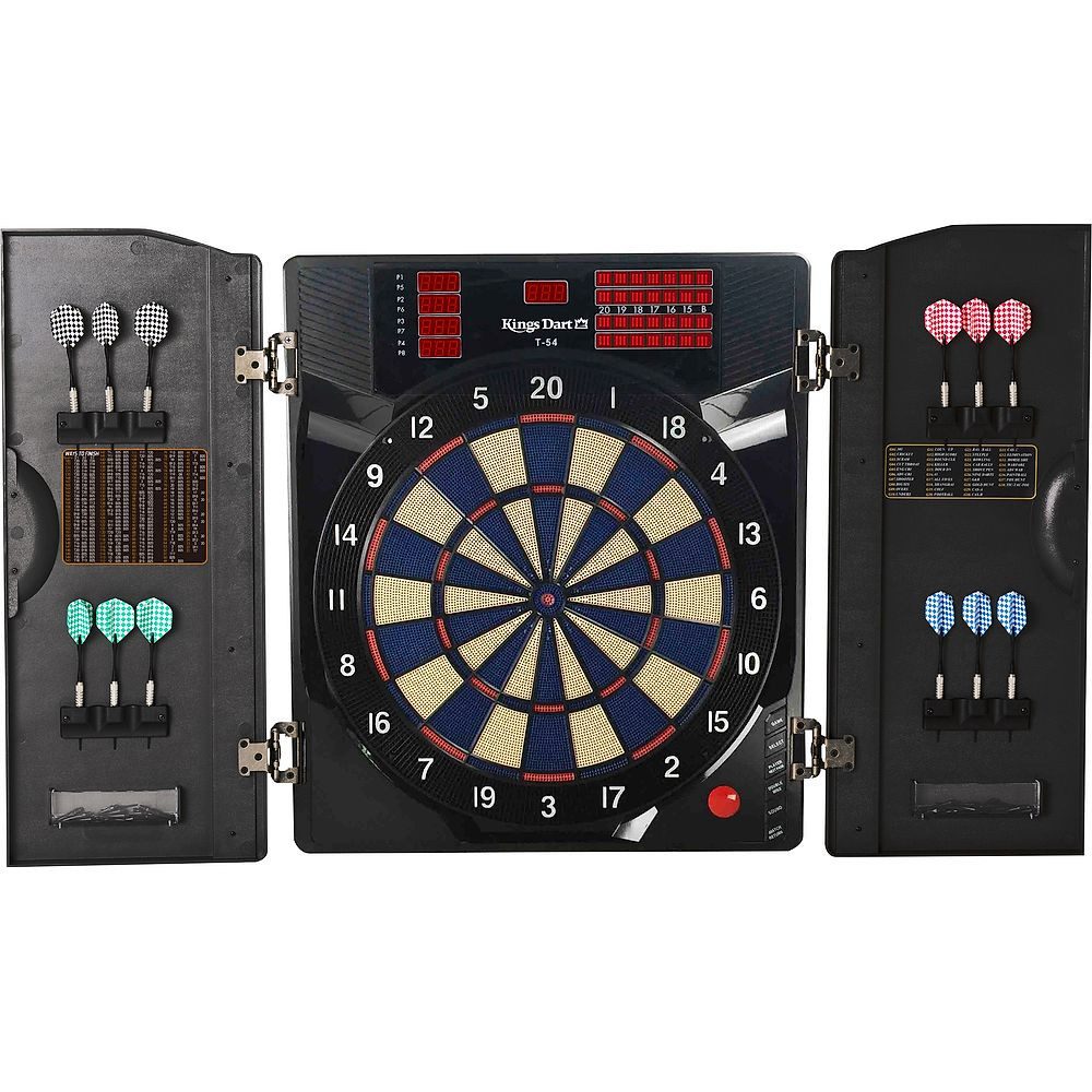 Kings Dart Dartscheibe Dart-Set Dartkabinett Profi, Für 1-8 Spieler:innen - mit vielen Spielmöglichleiten