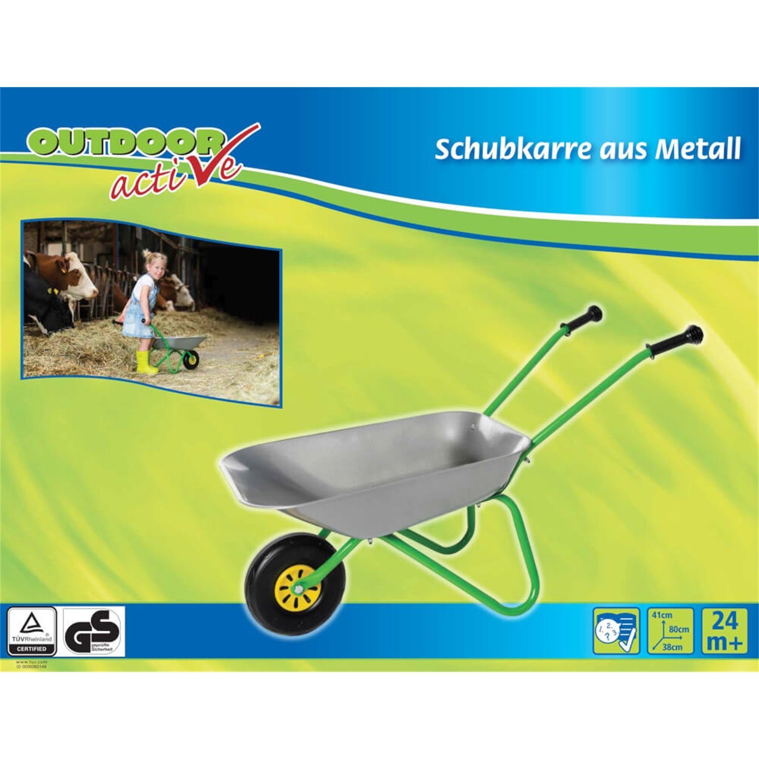 rolly toys® Sandkasten 71301559 Metallschubkarre silber/grün