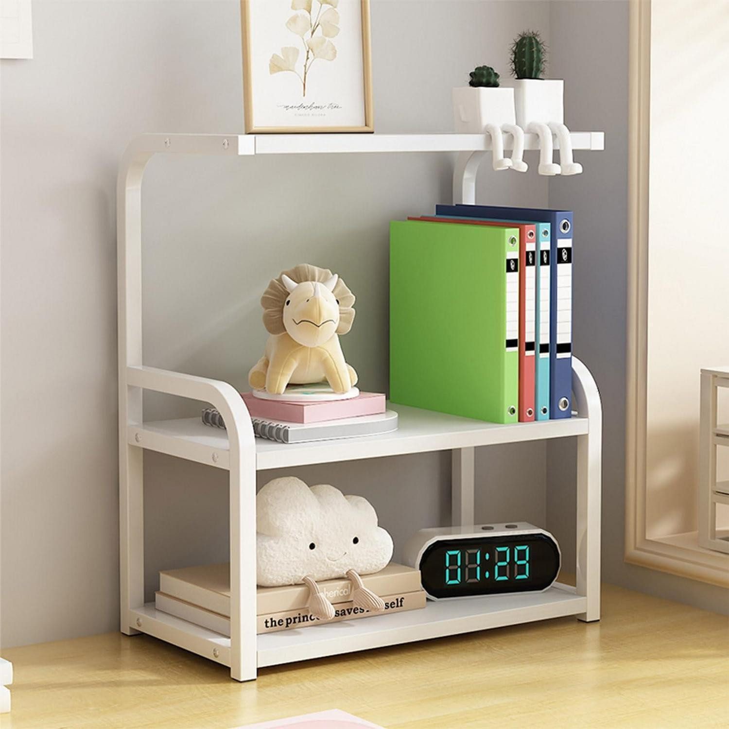 LuxusKollektion Stufenregal Schreibtischregal 3-stufig 43cm Weiß+weiß, 1-tlg.