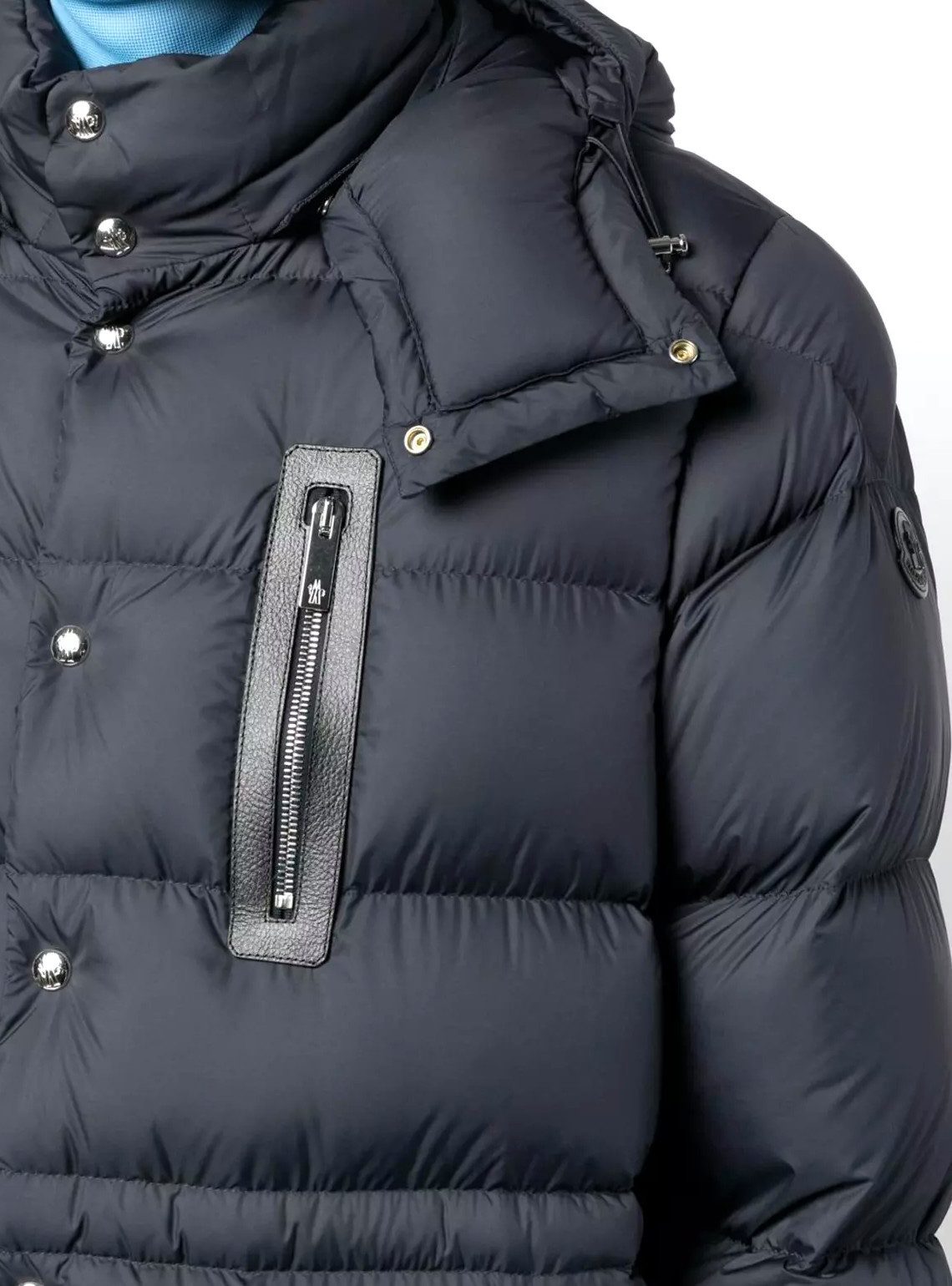 MONCLER Daunenjacke Bauges Mantel Bomber Parka mit Kapuze 4XL Zwei-Wege-Reißverschluss mit Druckknopf-Leiste