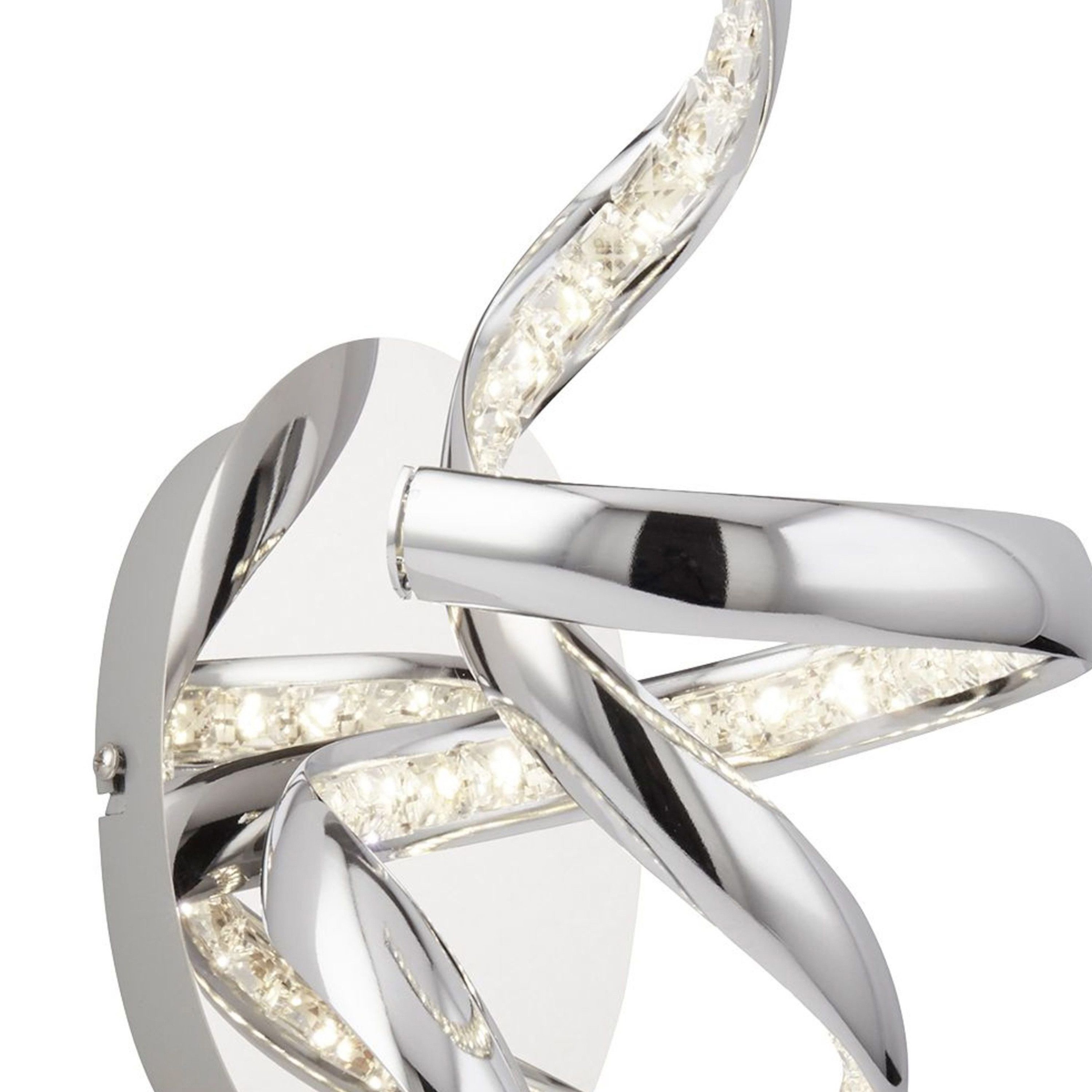 Searchlight Wandleuchte Twirls Wall Light - Chrome Metal & Glass, LED fest integriert, Neutralweiß