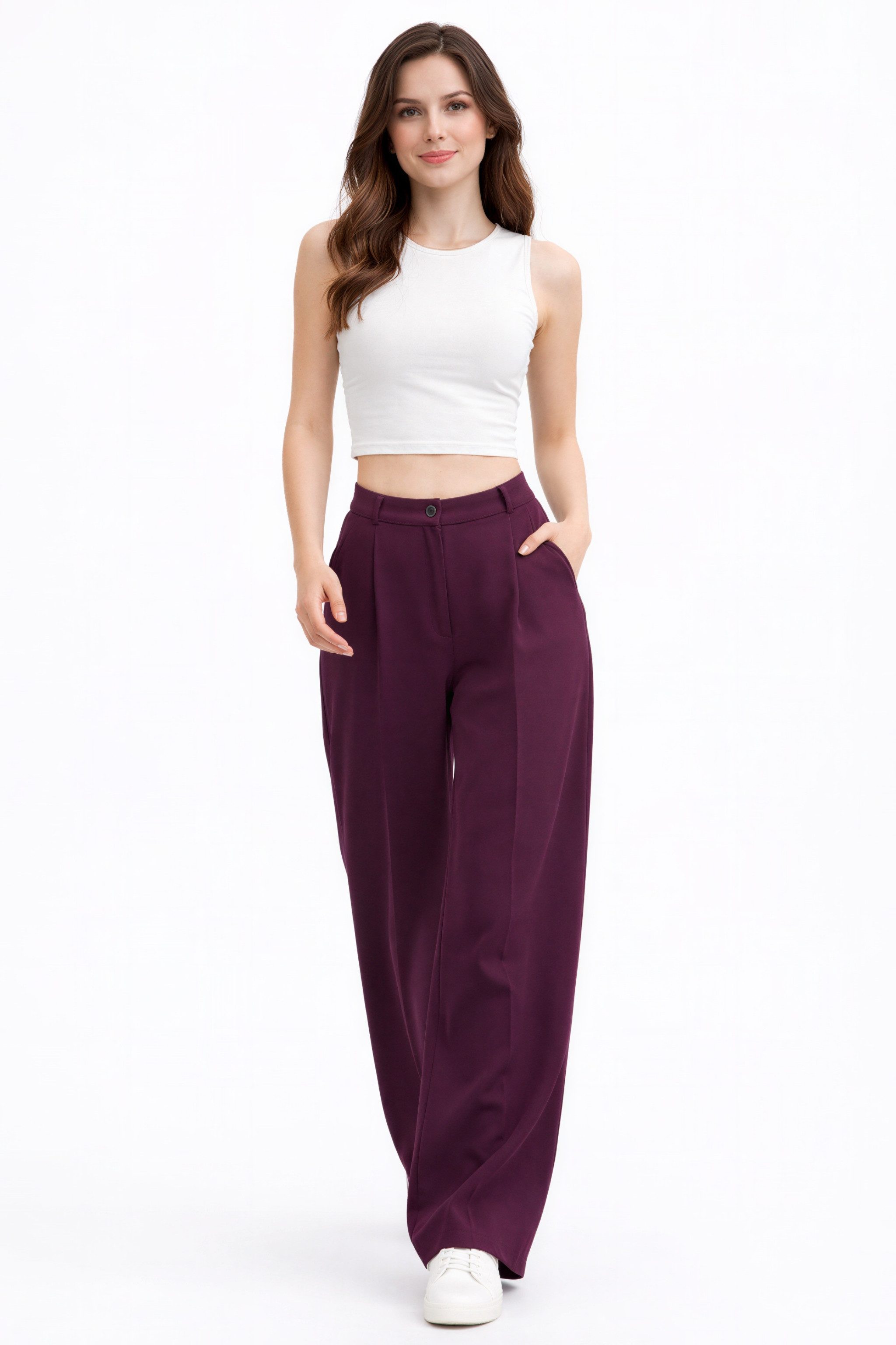 fashionshowcase Palazzohose Damen Stoffhose mit hohem Bund - Elegante Marle günstig online kaufen