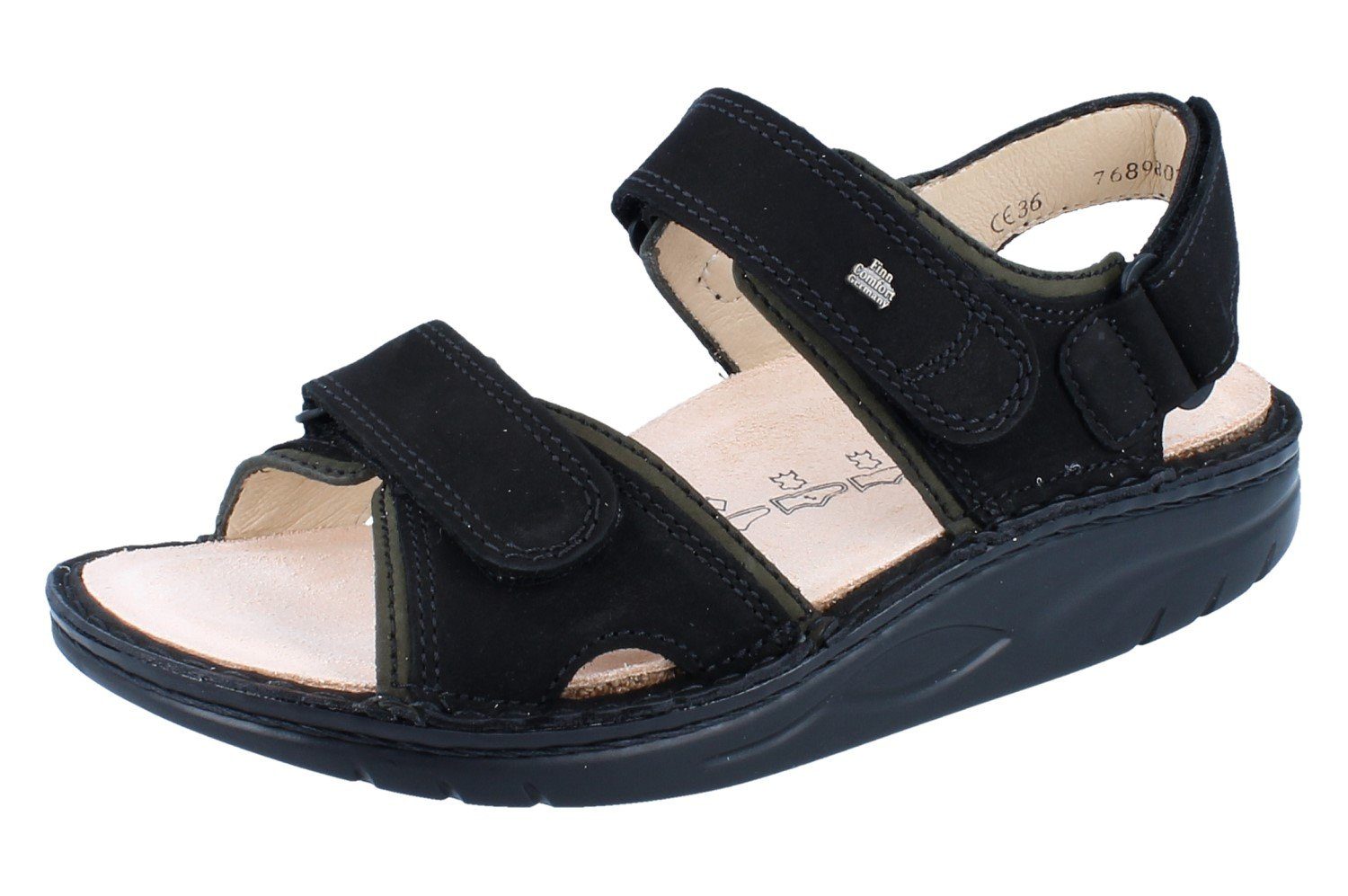 Finn Comfort FINN COMFORT FINNAMIC Yuma Damen Herren Sandale schwarz Nubukleder - Sandale Wechselfußbett
