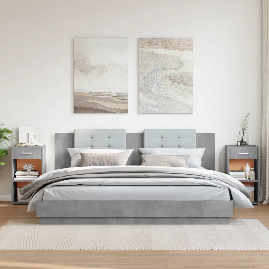 vidaXL Nachttisch Nachttische 2 Stk. Betongrau 35x34x65 cm Holzwerkstoff (2-St)